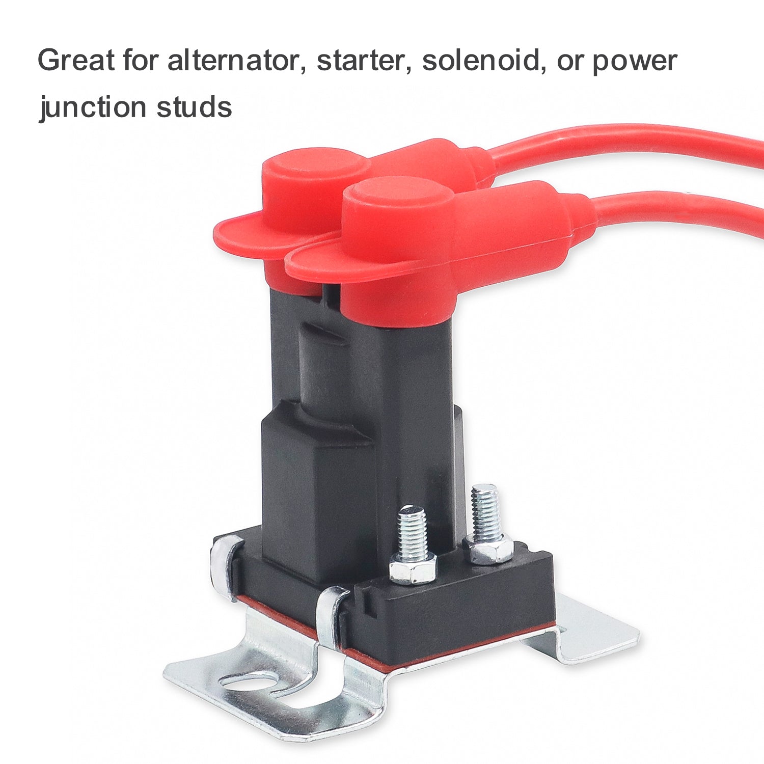 STC12-10R - 10 Pack Silicone Terminal Covers for Alternator Battery Stud and Power Junction Blocks, Fits 10-2awg Wire, 10pcs Red