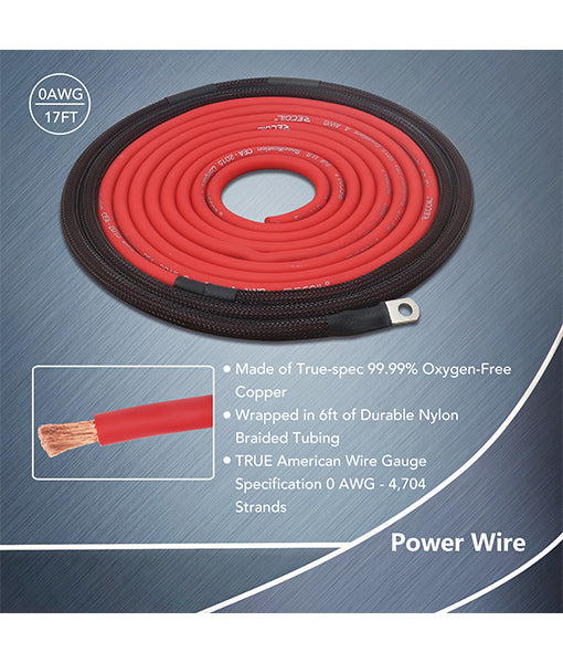 PPK0 - True 0 Gauge 99.99% Oxygen Free Copper Power Installation Wiring Kits