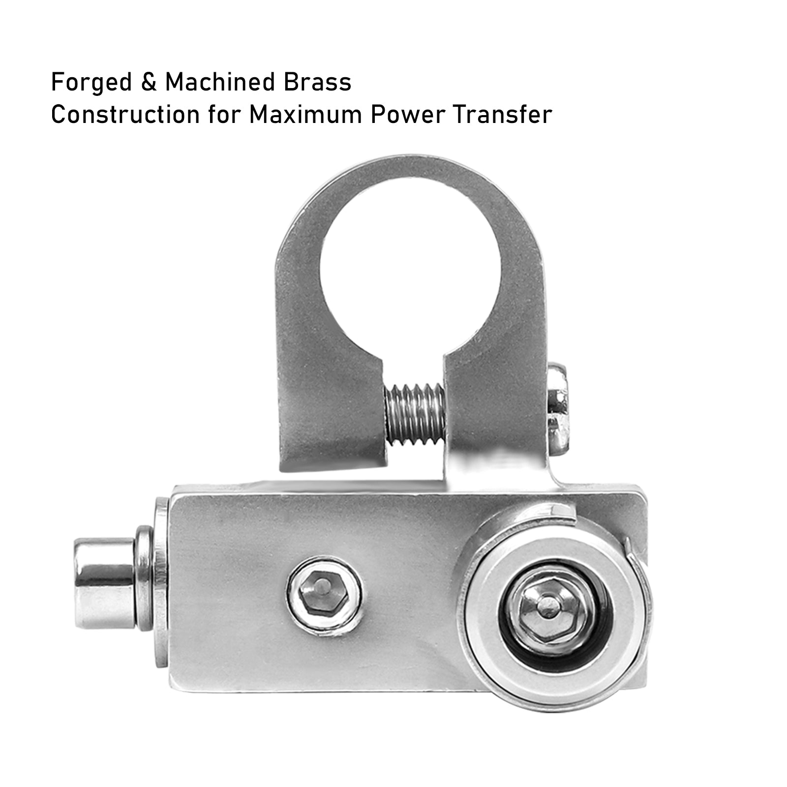 BTO - Solid Brass Positive/negative Battery Terminals with Adaptor Collars, 1x0/2/4 Gauge & 1x4/8 Gauge Outputs, Top-mounted or Side-mounted Power Ring Provision and Oem Post Adapter
