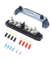 BBPG4 - Bus Bar Positive and Negative 4 X 5/16” Studs and 4 X #8 Screw Terminals Power Distribution Block Busbar with Ring Terminals