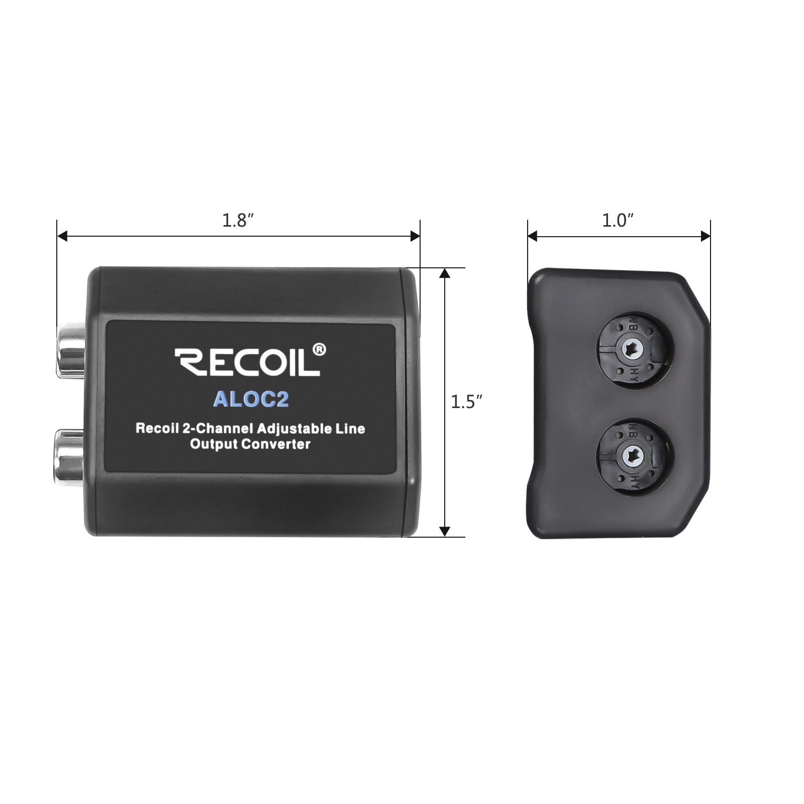 ALOC2 - Recoil 2-channel Speaker Cable to RCA Adjustable Line Output Converter with Remote