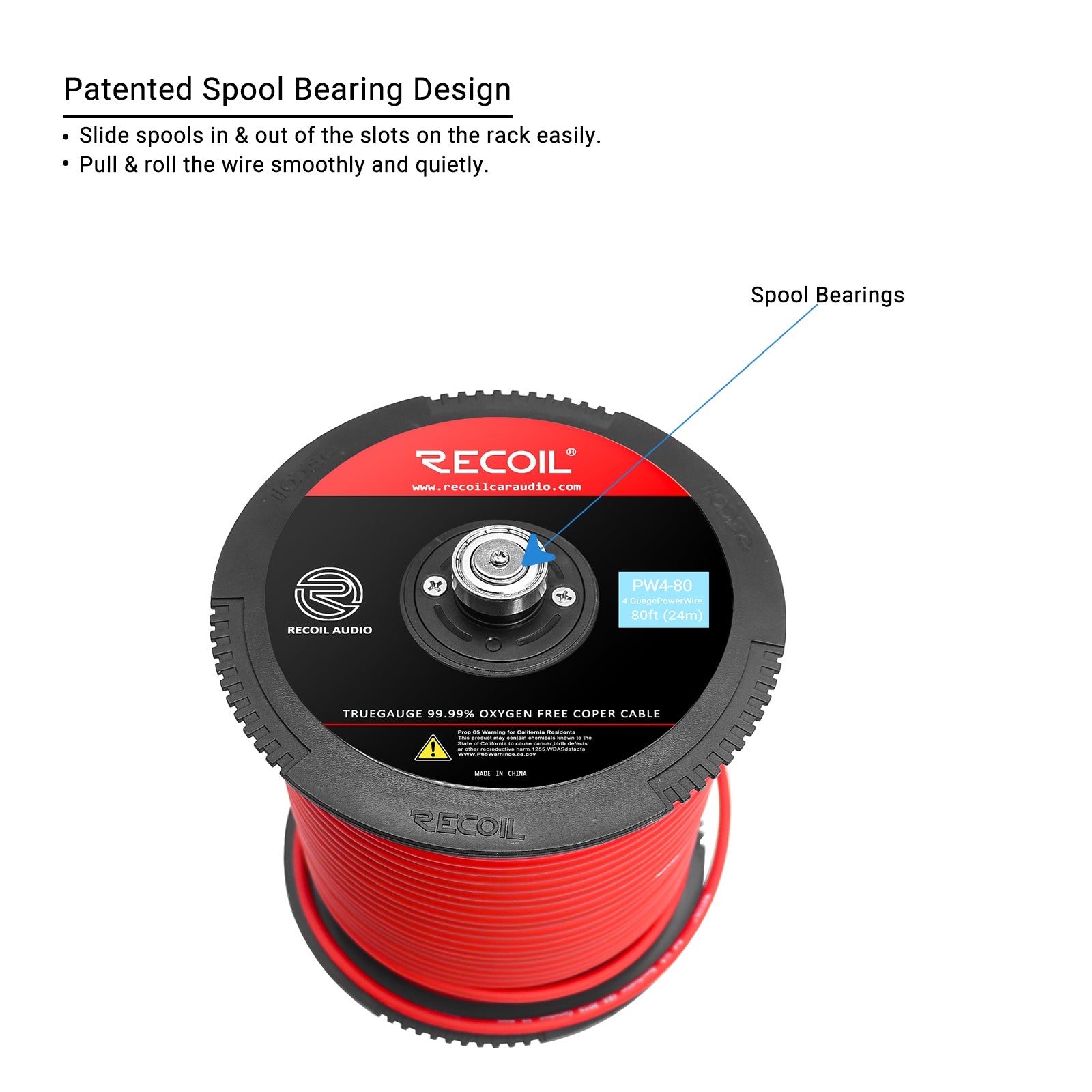 PW4-80 - Premium True Spec 4 Gauge Power Wire, 99.9% Oxygen-free Pure Copper , Flexible Soft Touch Red PVC Jacket (80 Feet/spool)