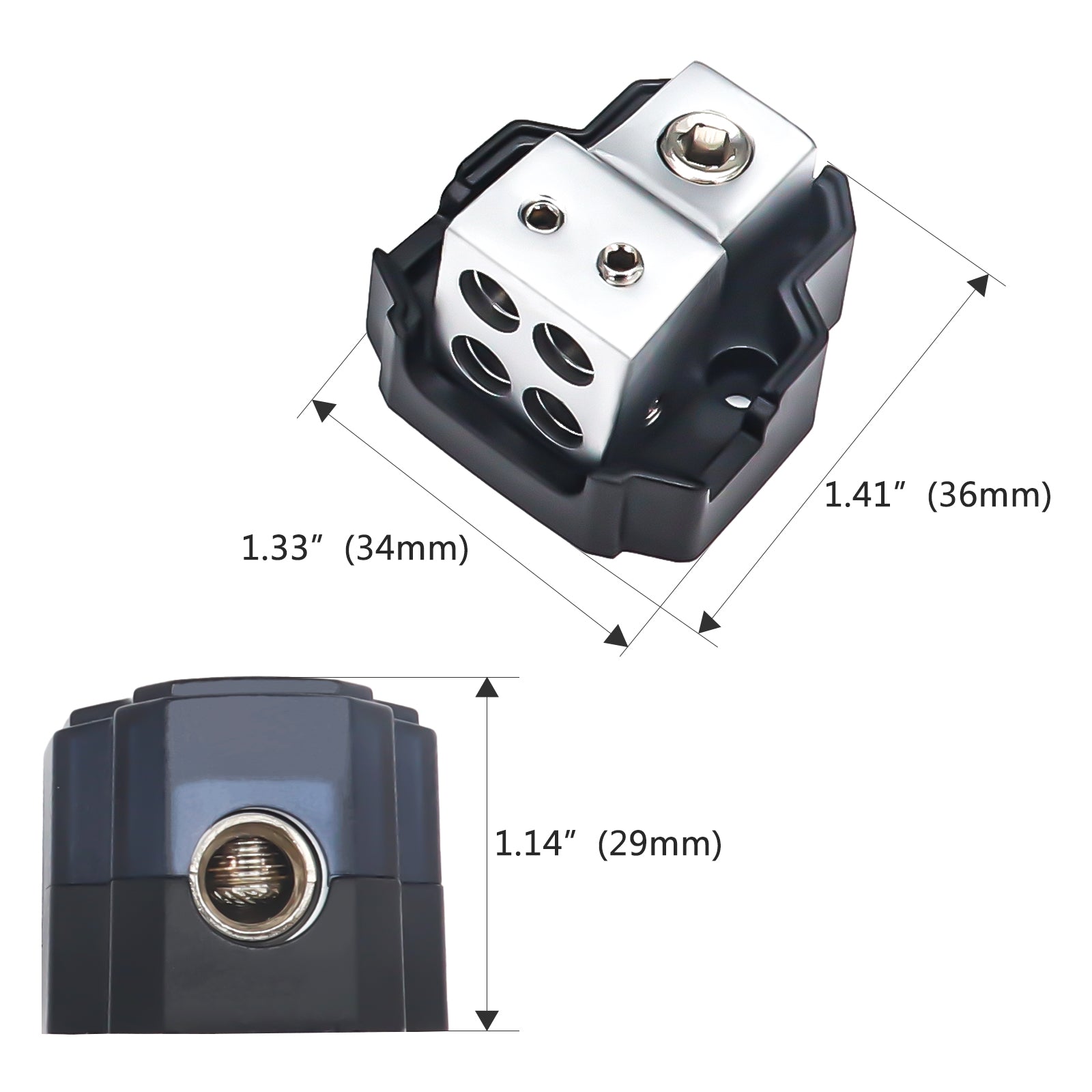 SDB14 - 4-way Mini Power Distribution Block, 1 X 4/8 Gauge in / 4 X 8/10 Gauge Out Power Distribution Ground Distributor Block for Car Audio