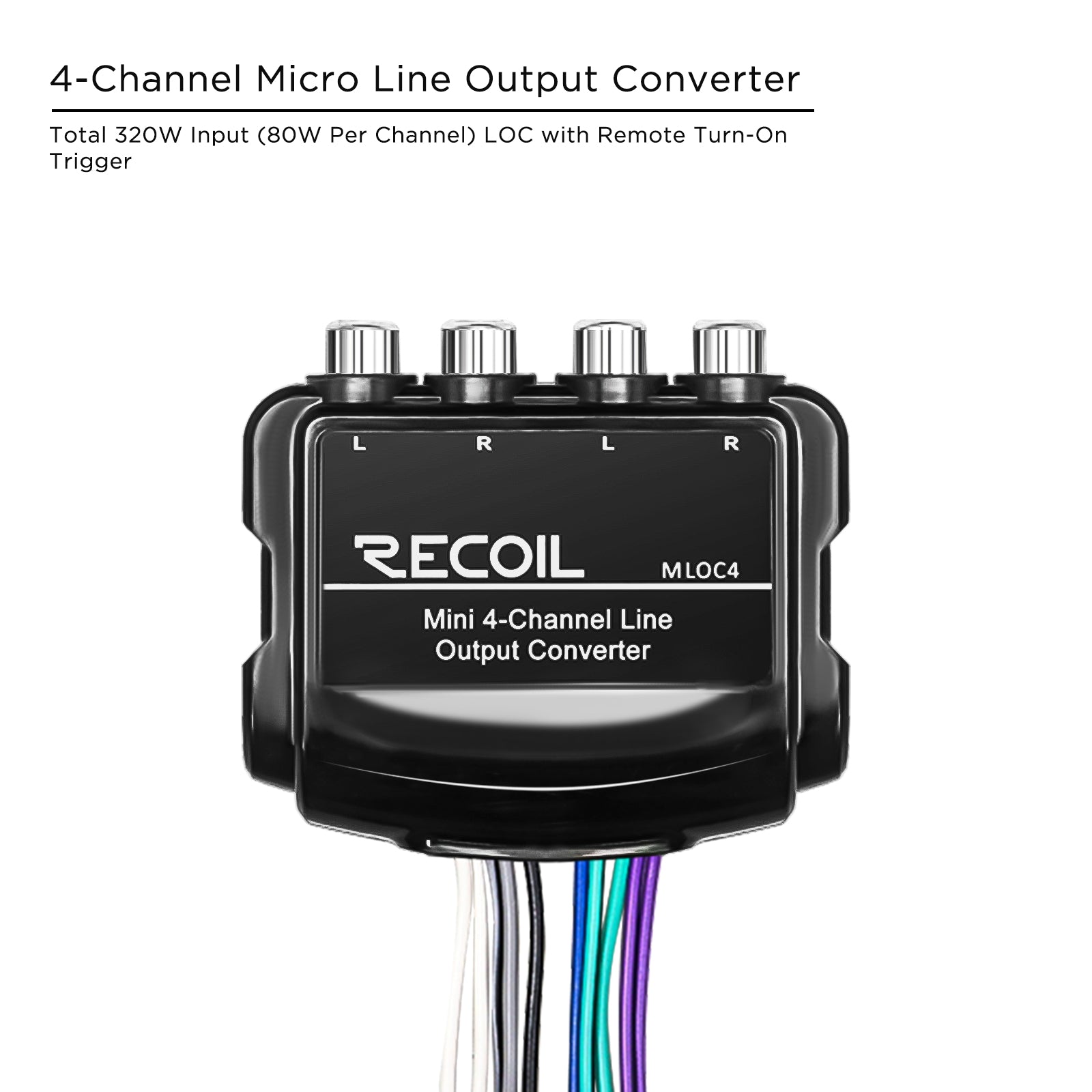 MLOC4 - 4-channel Smart Micro Line Output Converter with 10v Output and 12v Remote Turn-on Trigger and 60 OHM Load Impedance