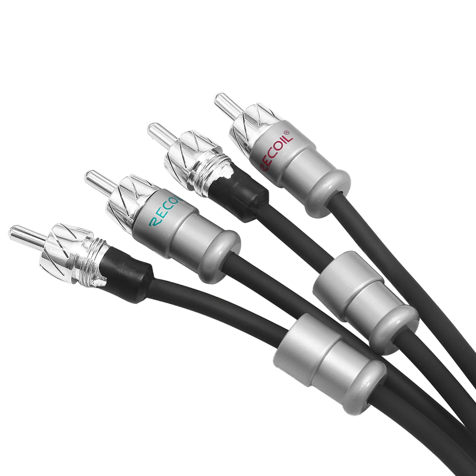 XI417 - Echo Max Series Premium 99.99% Oxygen Free Copper 17ft 4-channel RCA Audio Interconnects Cable, with Machined Brass Connectors & Braided Nylon Jacket