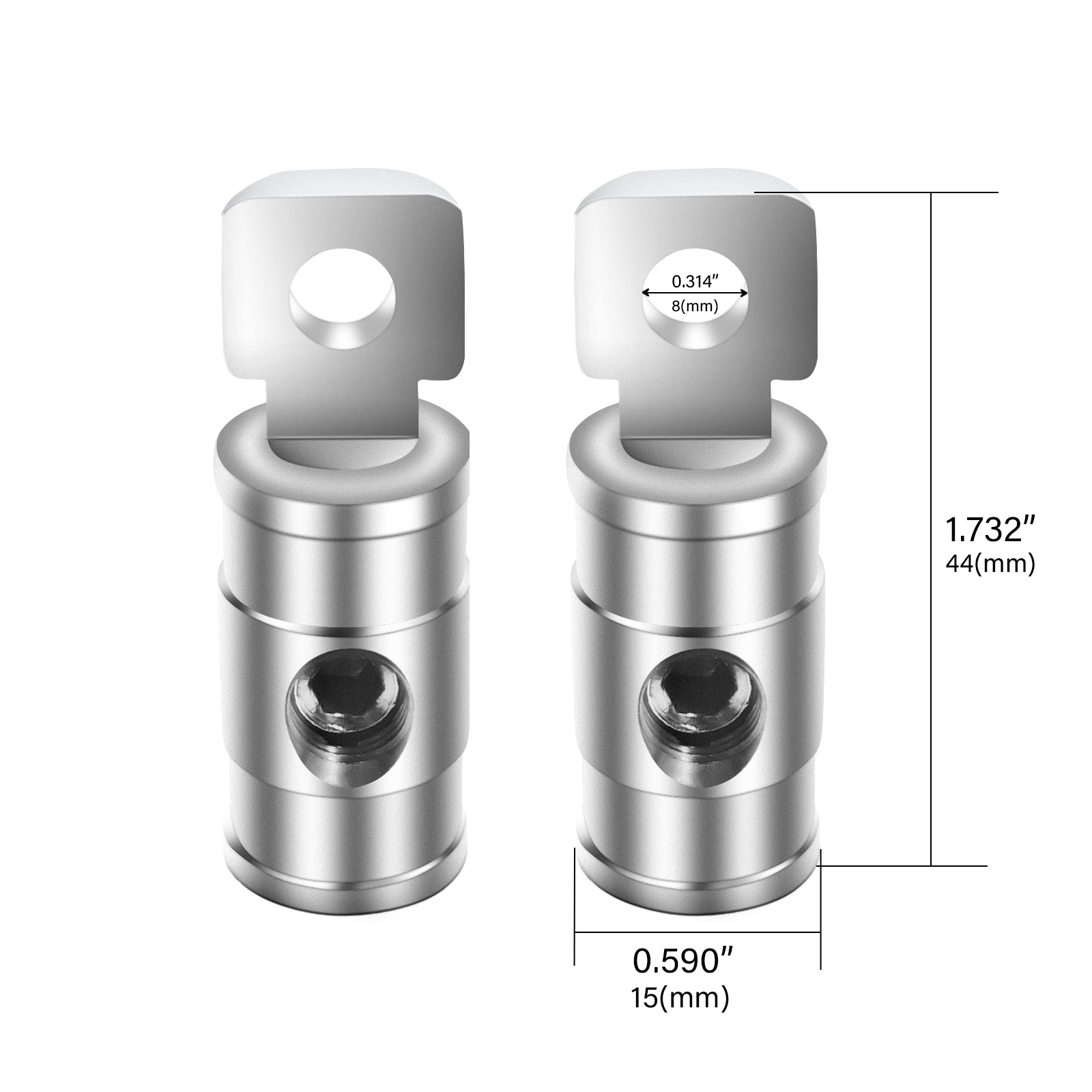 HR4P - 4 Gauge Set Screw Brass Ring Terminals Battery Connectors with Red/black Silicon Covers, Marine-grade Satin Chrome Finish, Pair