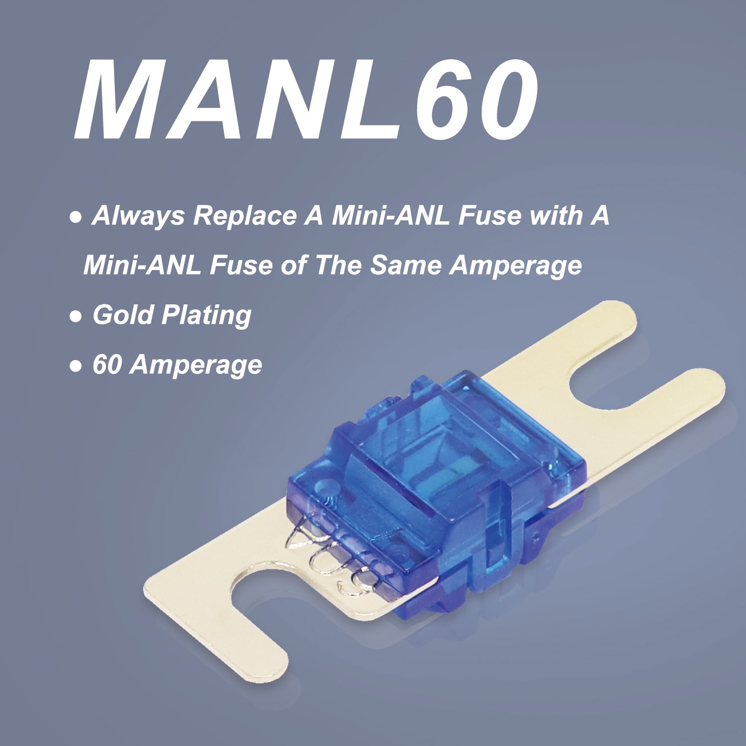 MANLF60-10 - 10 Pack 60a Mini-anl Fuses Gold Plated