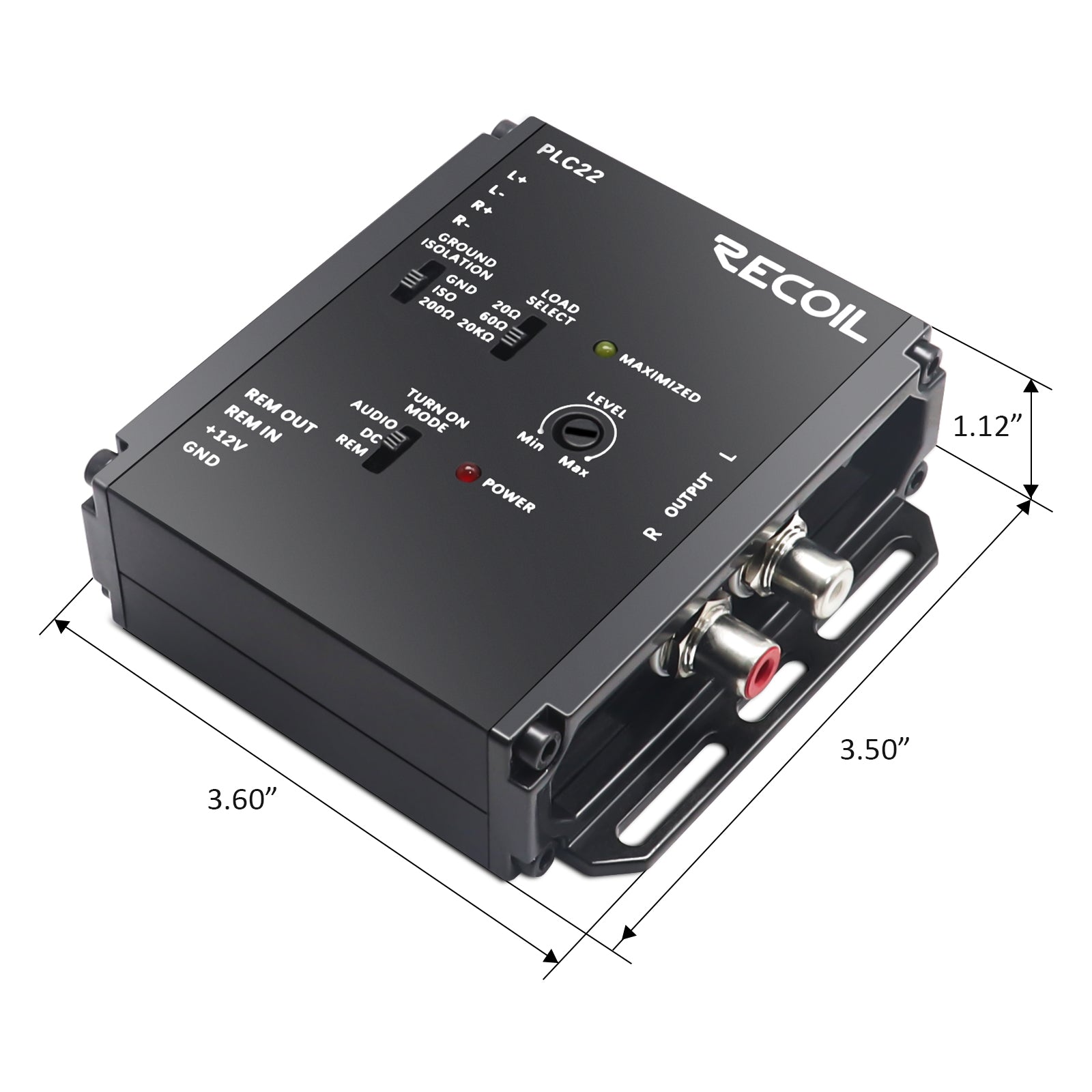 PLC22 - Premium 2-channel Active Line Output Converter with 9.5v Preamp Output, Features Turn-on Mode, Load and Ground Isolation Selection