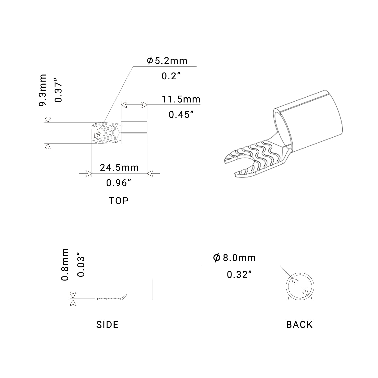 ST408-20 - 20pcs 4awg Copper Spade Terminals, #8 Opening, Shiny Nickel Plated Crimp Ring Terminals with 20pcs Red & Black Soft Boots