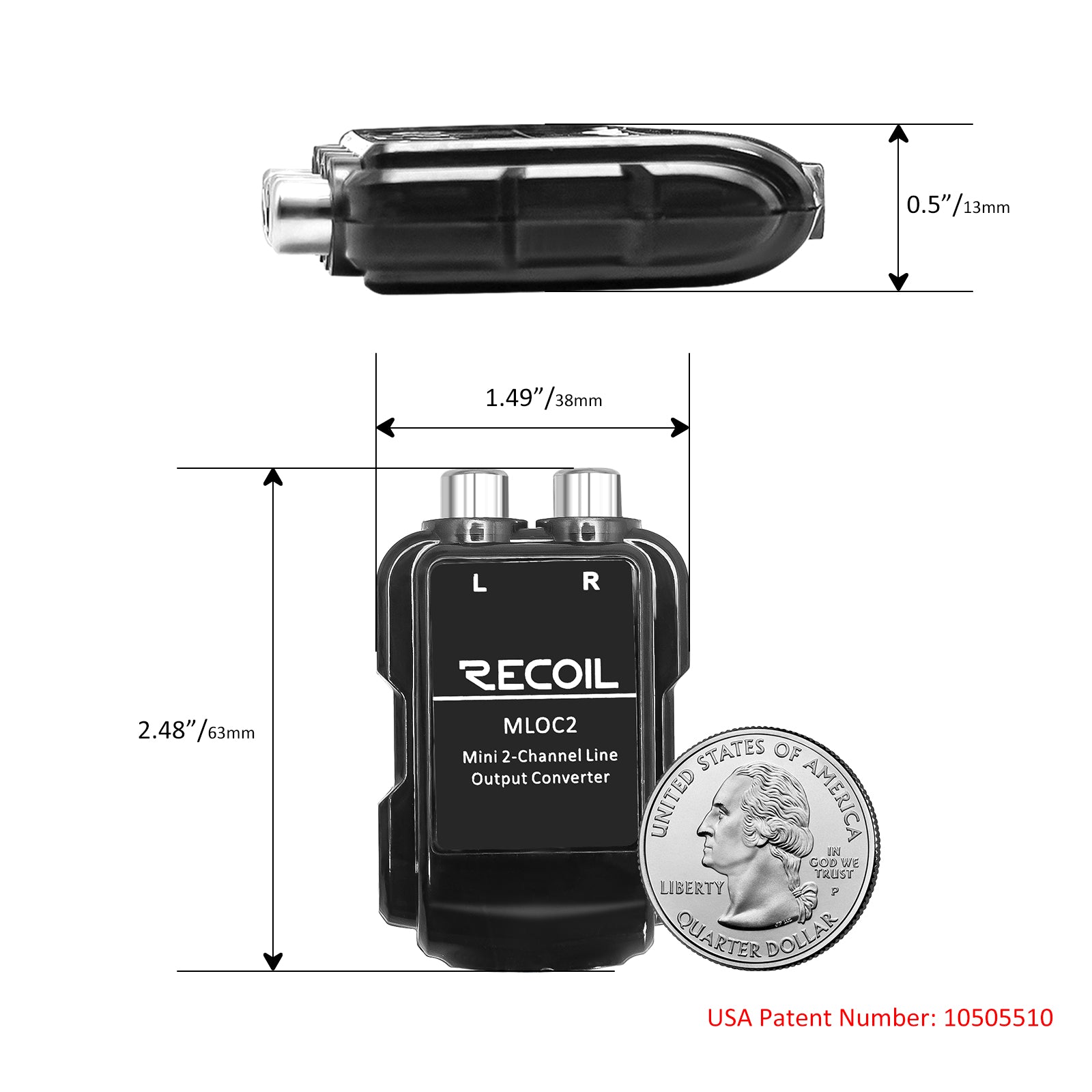 MLOC2 - 2-channel Smart Micro Line Output Converter with 10v Output and 12v Remote Turn-on Trigger and 60 OHM Load Impedance