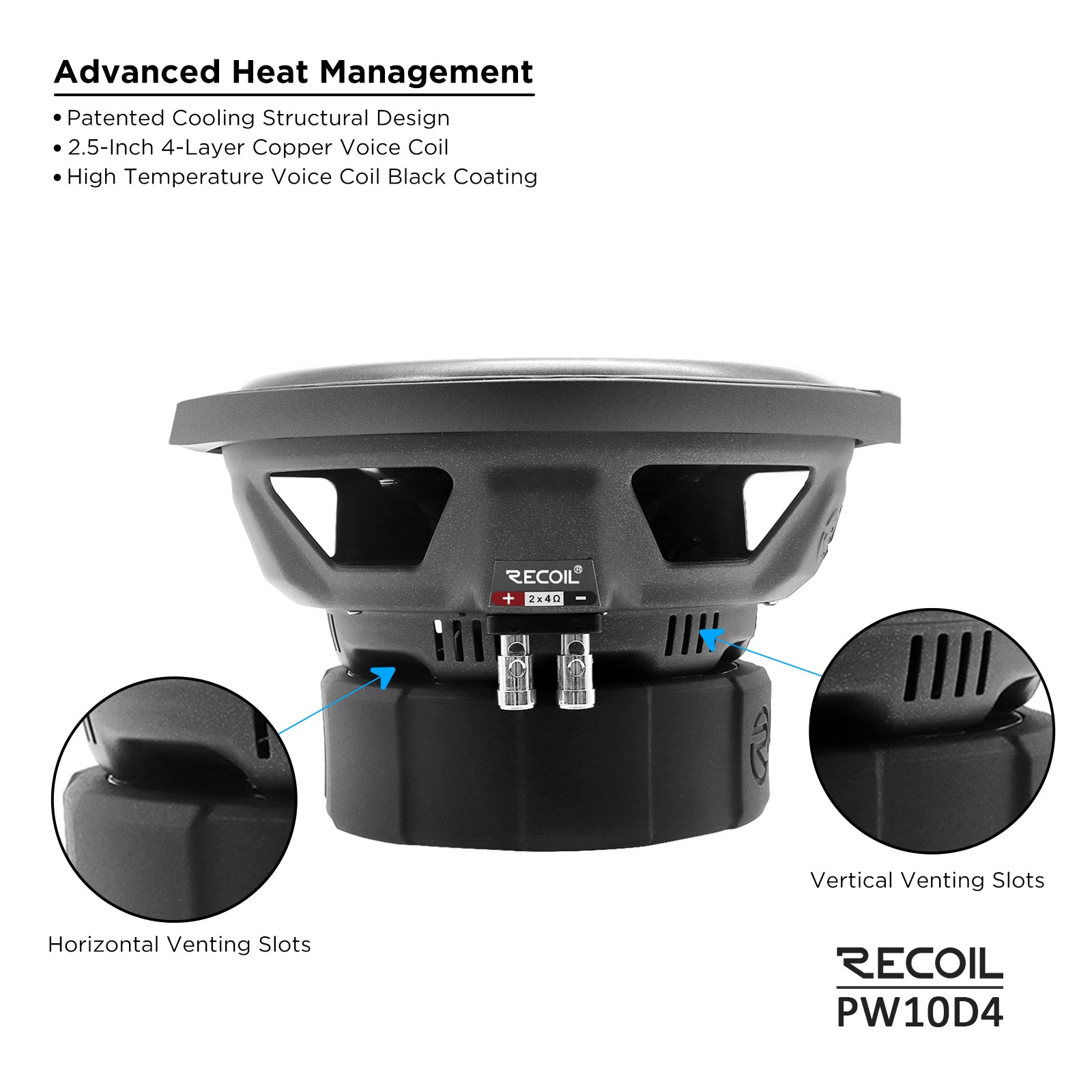 PW10D4 - Echo Pro 10 Inch Subwoofer - 1,200 Watts Power Dual 4 OHM