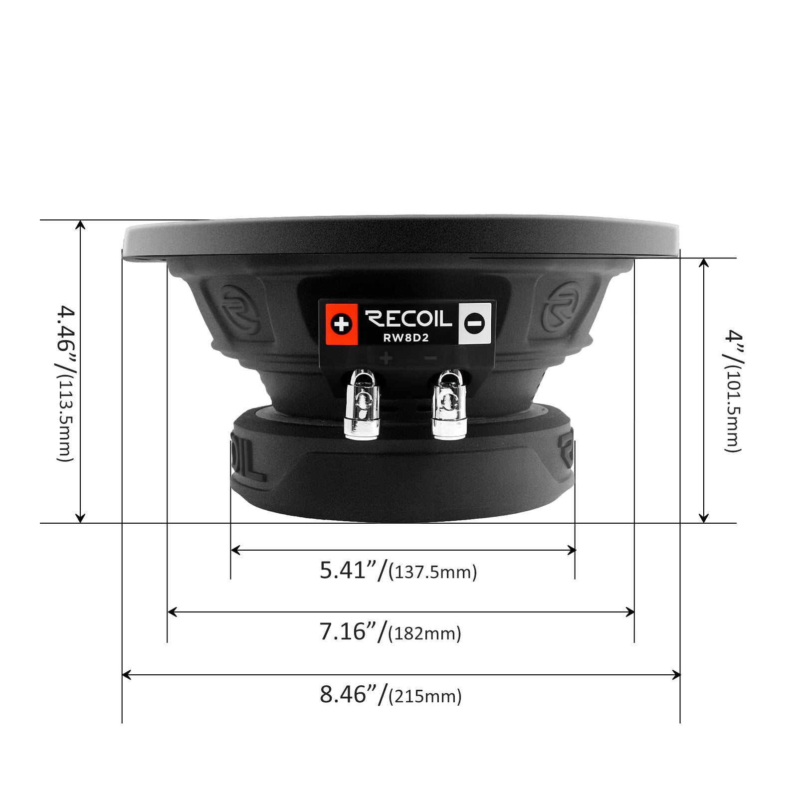 RW8D2 - Echo Series 8 Inch Subwoofer - 400 Watts Power Dual 2 OHM