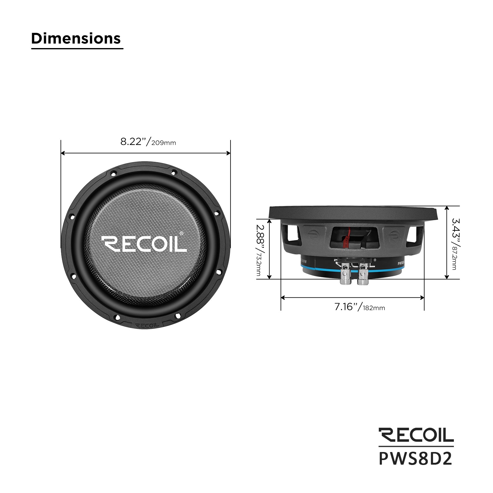 PWS8D2 - 8-inch Dual 2-ohm Subwoofer