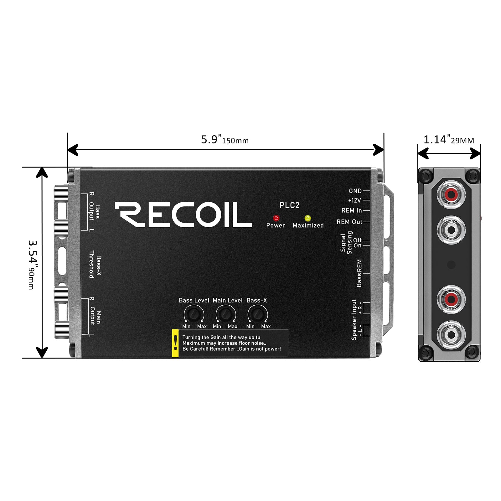 PLOC2 - 2-channel Line Output Converter with Bass Boost Technology with Remote Bass Knob and Voltmeter, Perfect for Adding a Subwoofer and Amplifier to Your Factory Stereo