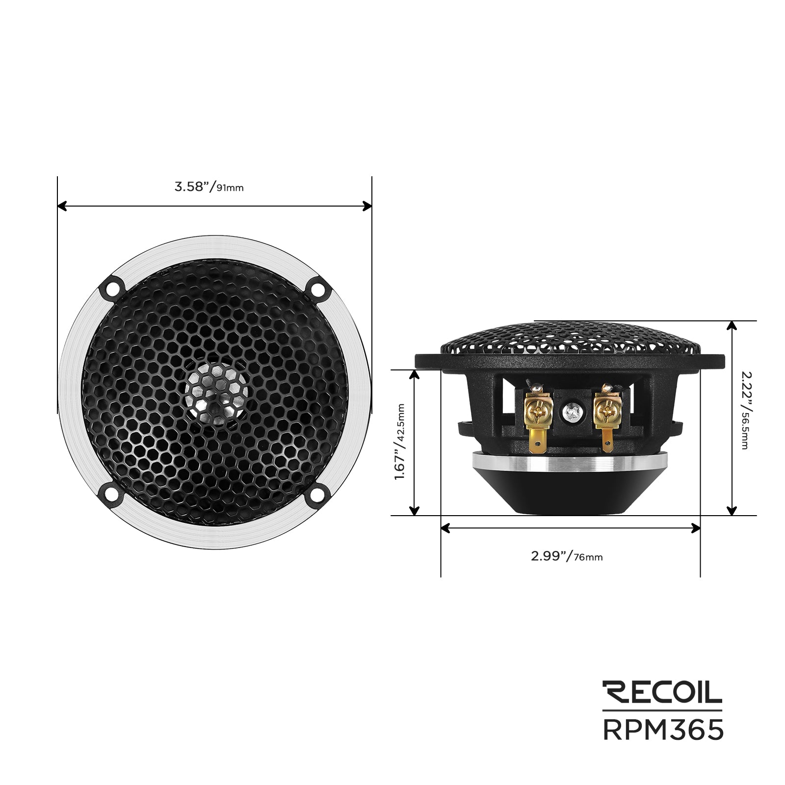 RPM365 - 6.5 Inch 3 Way Component Speaker, Echo Pro Premium