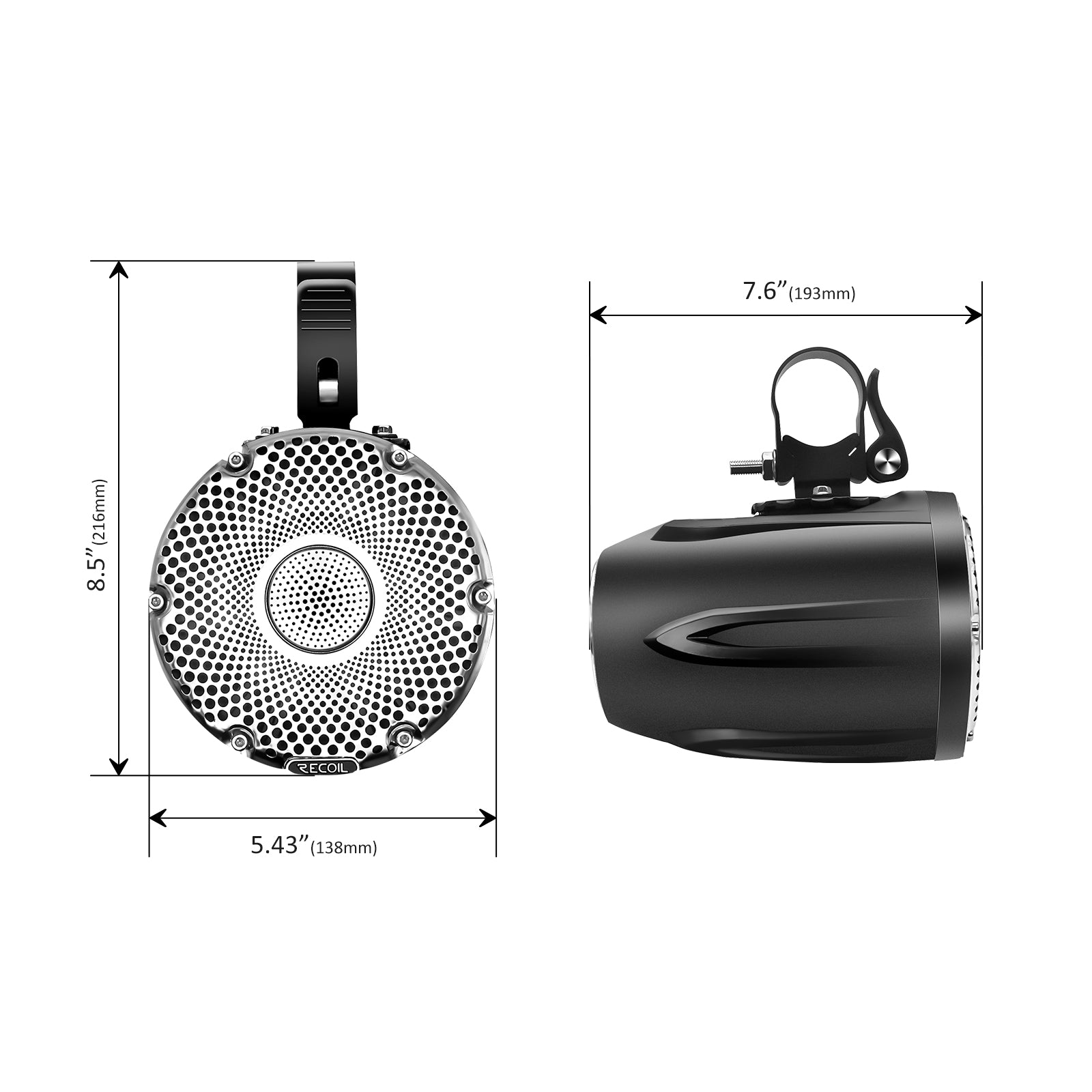 R4-Q - Complete Marine 400 Watts Quad Speakers Audio System, Two Pairs Super Loud 4” Speaker Pods with 3” Passive Radiators, 4-channel Marine Amplifier, Bt Controller, for UTV, ATV, Golf Cart, Boat, Off-road Motorsports Audio