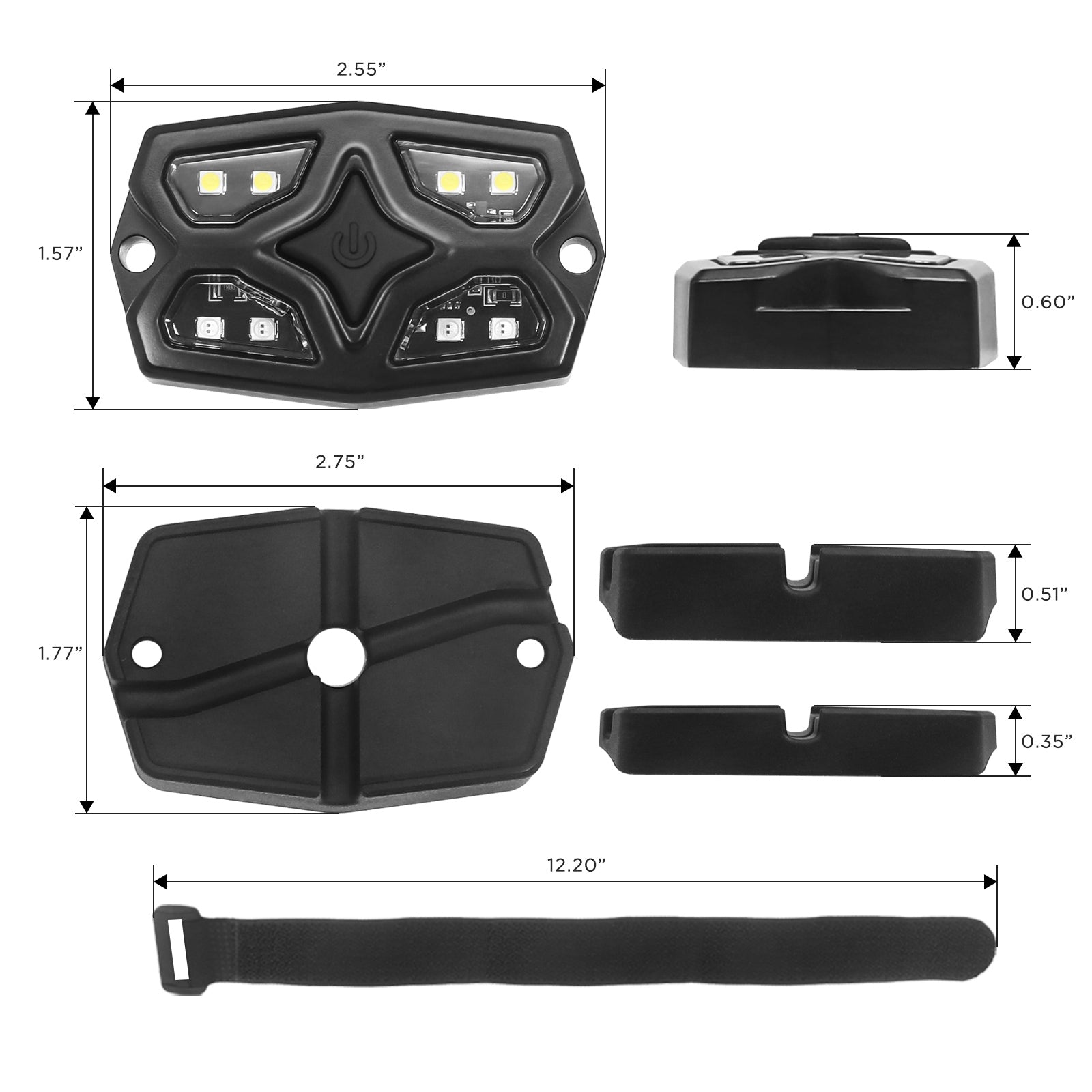 DDL-W - UTV Golf Cart Dome Light Map Light Interior Light Universal 12-30v LED Light with Roll Bar Mount, IPX7 Waterproof, Super Bright LED with On/off Switch, for UTV ATV Golf Cart Boat RV Van Travel Trailer Off-road Vehicle, White LED