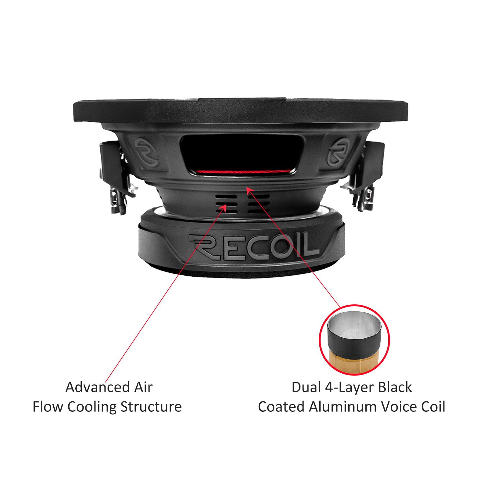 RW8D2 - Echo Series 8 Inch Subwoofer - 400 Watts Power Dual 2 OHM Voice Coil, 2" Black-coated 4 Layer High Temperature Voice Coil, Competition Grade Pressed Paper Cone