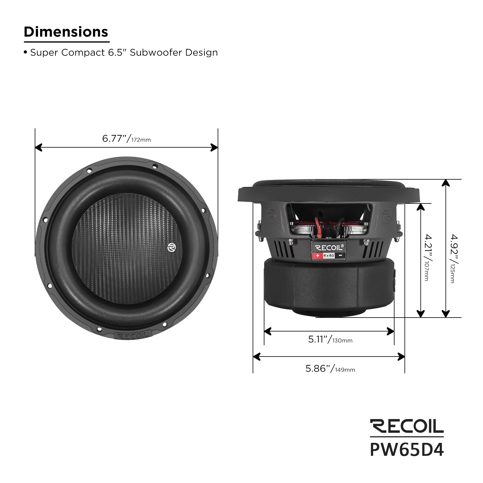 PW65D4 - 6.5-inch Dual 4-ohm Subwoofer