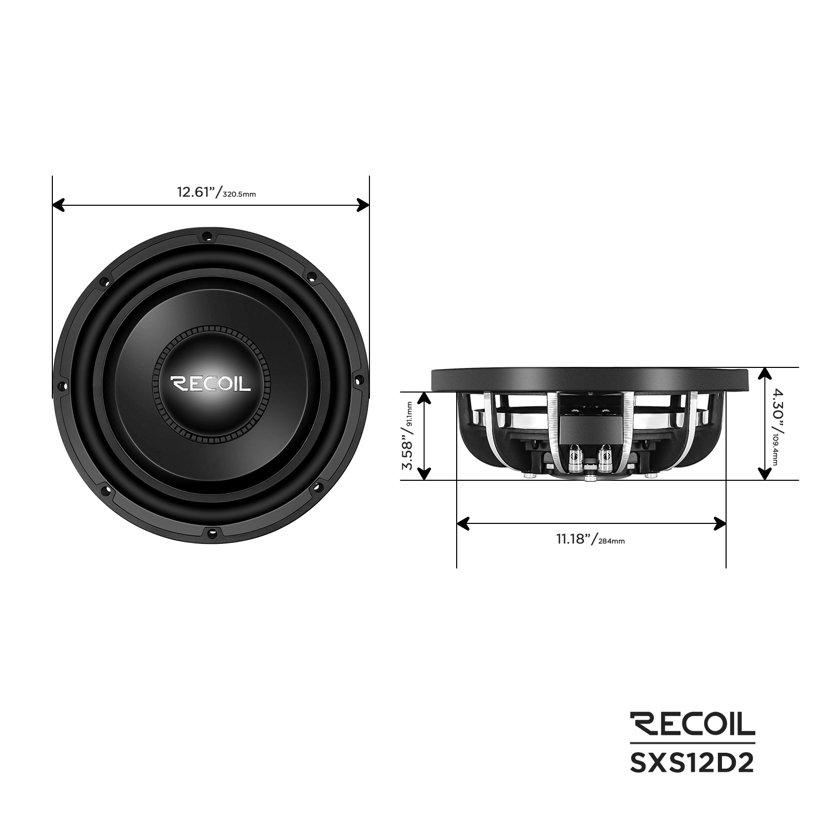 SXS12D2 - Ultra Shallow 12 Inch Subwoofer - 800 Watts Power Dual 2