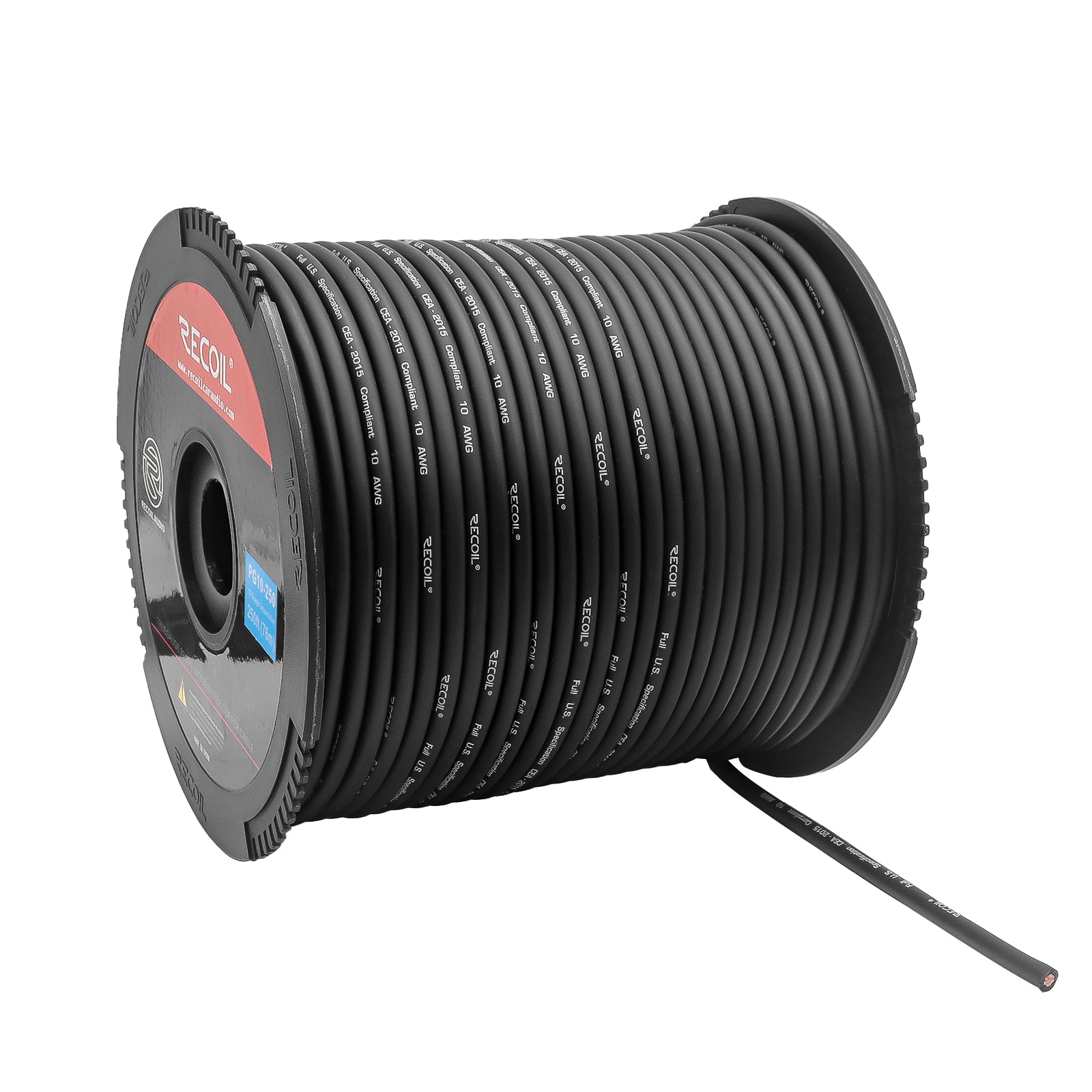 PW10-250 - Premium True Spec 10 Gauge Power Wire, 99.9% Oxygen-free Pure Copper , Flexible Soft Touch Red PVC Jacket (250 Feet/spool)