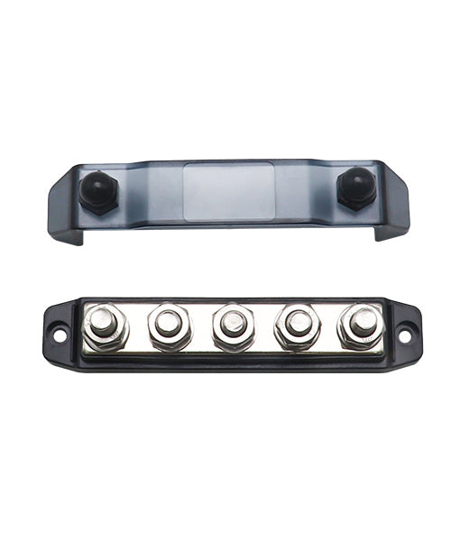 BB5P - Busbar 5 X 3/8” Studs Red & 5 X 5/16” Studs Black Power Bb5p Distribution Block with Ring Terminals (pair)