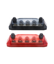 BB5P - Busbar 5 X 3/8” Studs Red & 5 X 5/16” Studs Black Power Bb5p Distribution Block with Ring Terminals (pair)