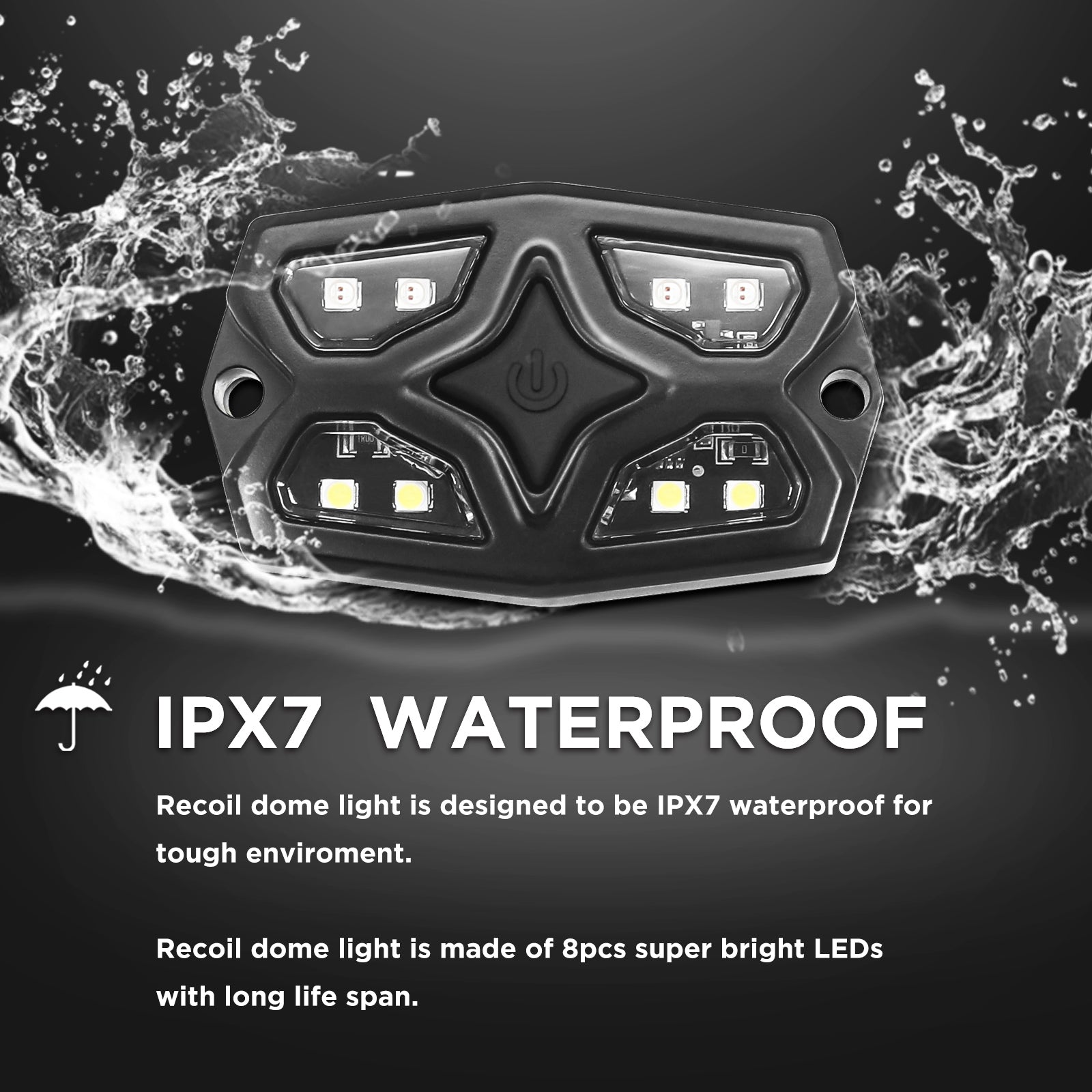 DDL-WG - UTV Golf Cart Dome Light Map Light Interior Light Universal 12-30v LED Light with Roll Bar Mount, IPX7 Waterproof, Super Bright LED with On/off Switch, for UTV ATV Golf Cart Boat RV Van Travel Trailer Off-road Vehicle, White & Green LED