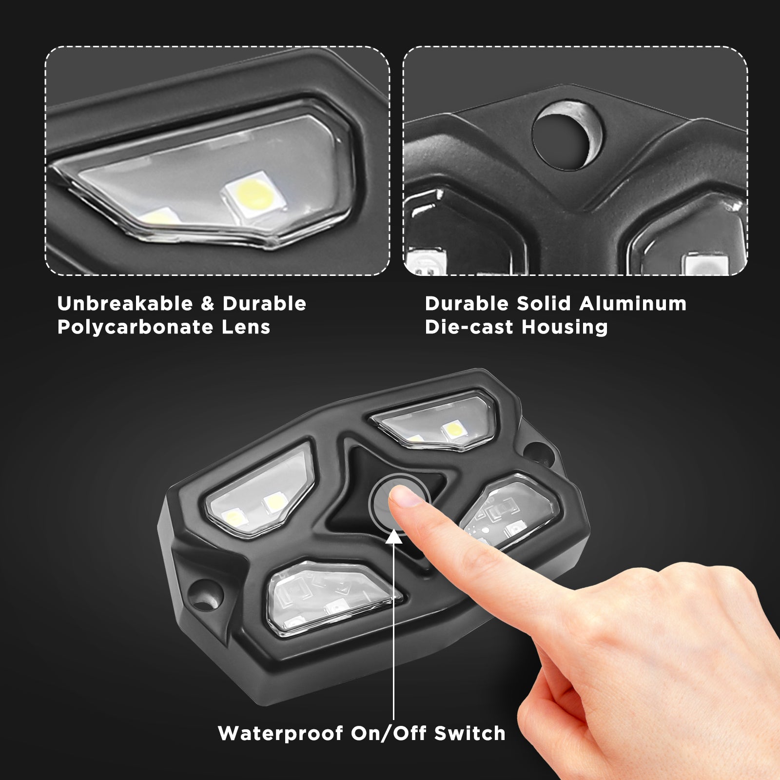 DDL-WR - UTV Golf Cart Dome Light Map Light Interior Light Universal 12-30v LED Light with Roll Bar Mount, IPX7 Waterproof, Super Bright LED with On/off Switch, for UTV ATV Golf Cart Boat RV Van Travel Trailer Off-road Vehicle, White & Red LED