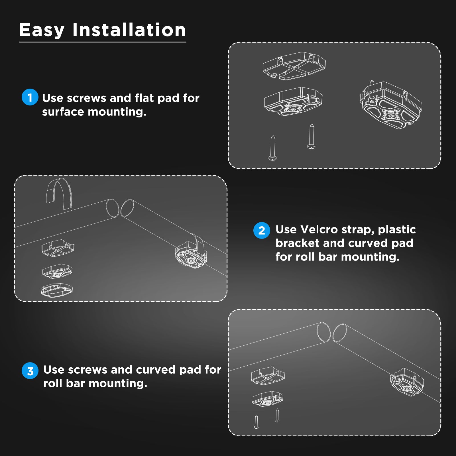 DDL-WR - UTV Golf Cart Dome Light Map Light Interior Light Universal 12-30v LED Light with Roll Bar Mount, IPX7 Waterproof, Super Bright LED with On/off Switch, for UTV ATV Golf Cart Boat RV Van Travel Trailer Off-road Vehicle, White & Red LED