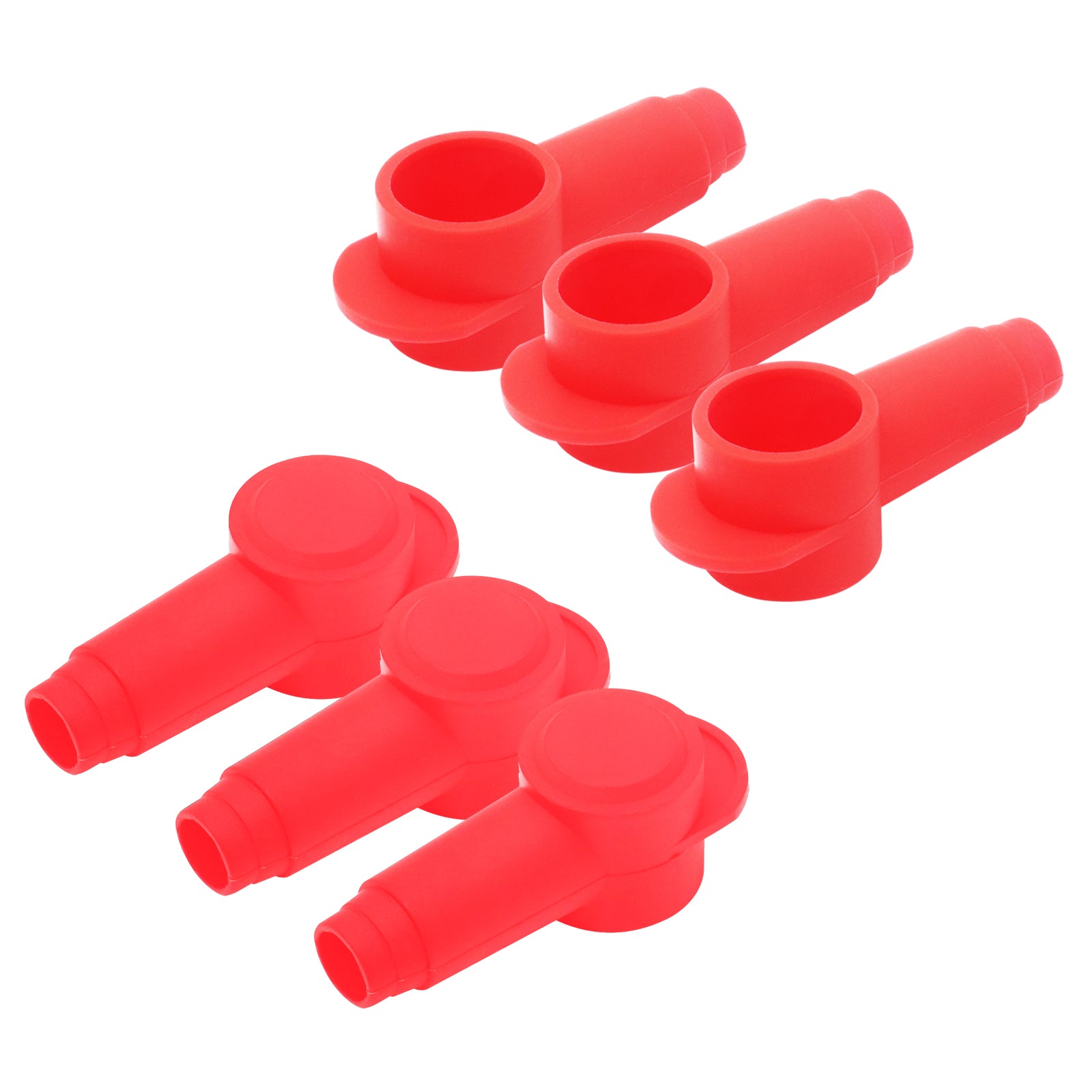 STC20-6R - 6 Pack Silicone Terminal Covers for Alternator Battery Stud and Power Junction Blocks, Fits 2/0awg to 3/0awg Wire, 6pcs Red
