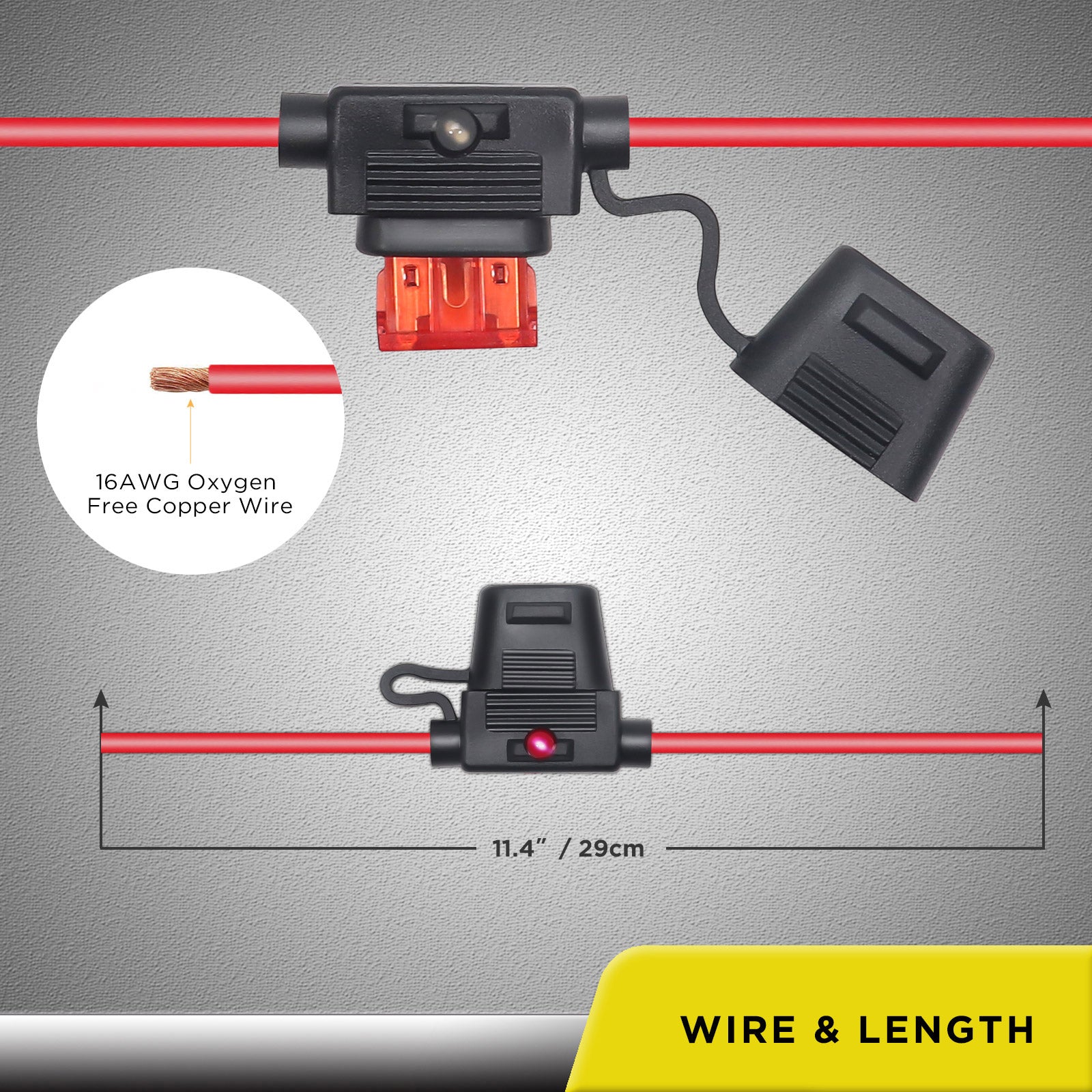 FHL16-5 - 5 Pack 16awg LED Indicator Atc/ato Inline Fuse Holder with 10pcs 5a & 10a Atc/ato Fuses