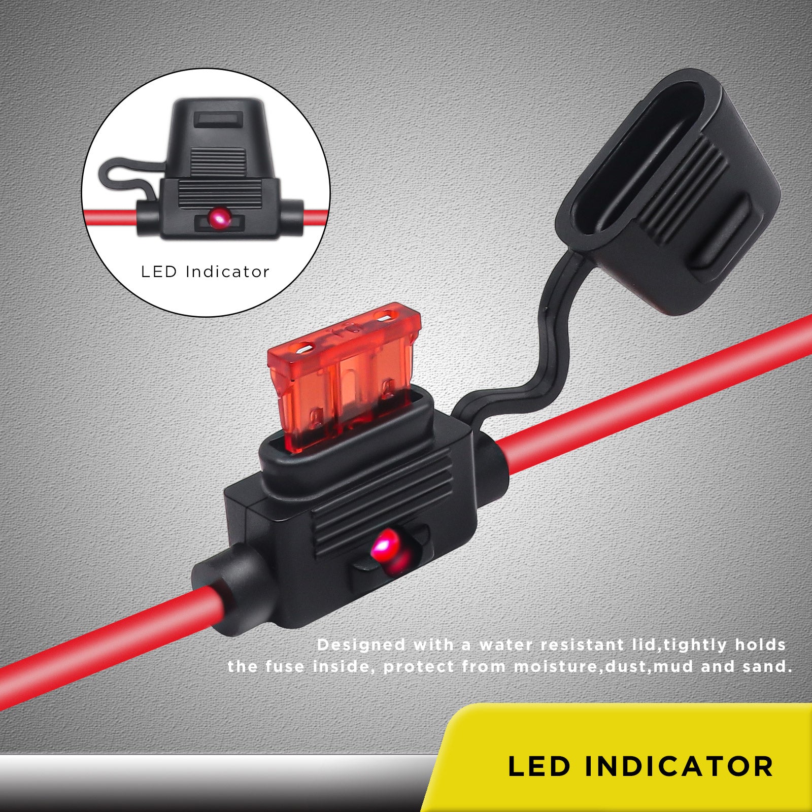 FHL16-5 - 5 Pack 16awg LED Indicator Atc/ato Inline Fuse Holder with 10pcs 5a & 10a Atc/ato Fuses
