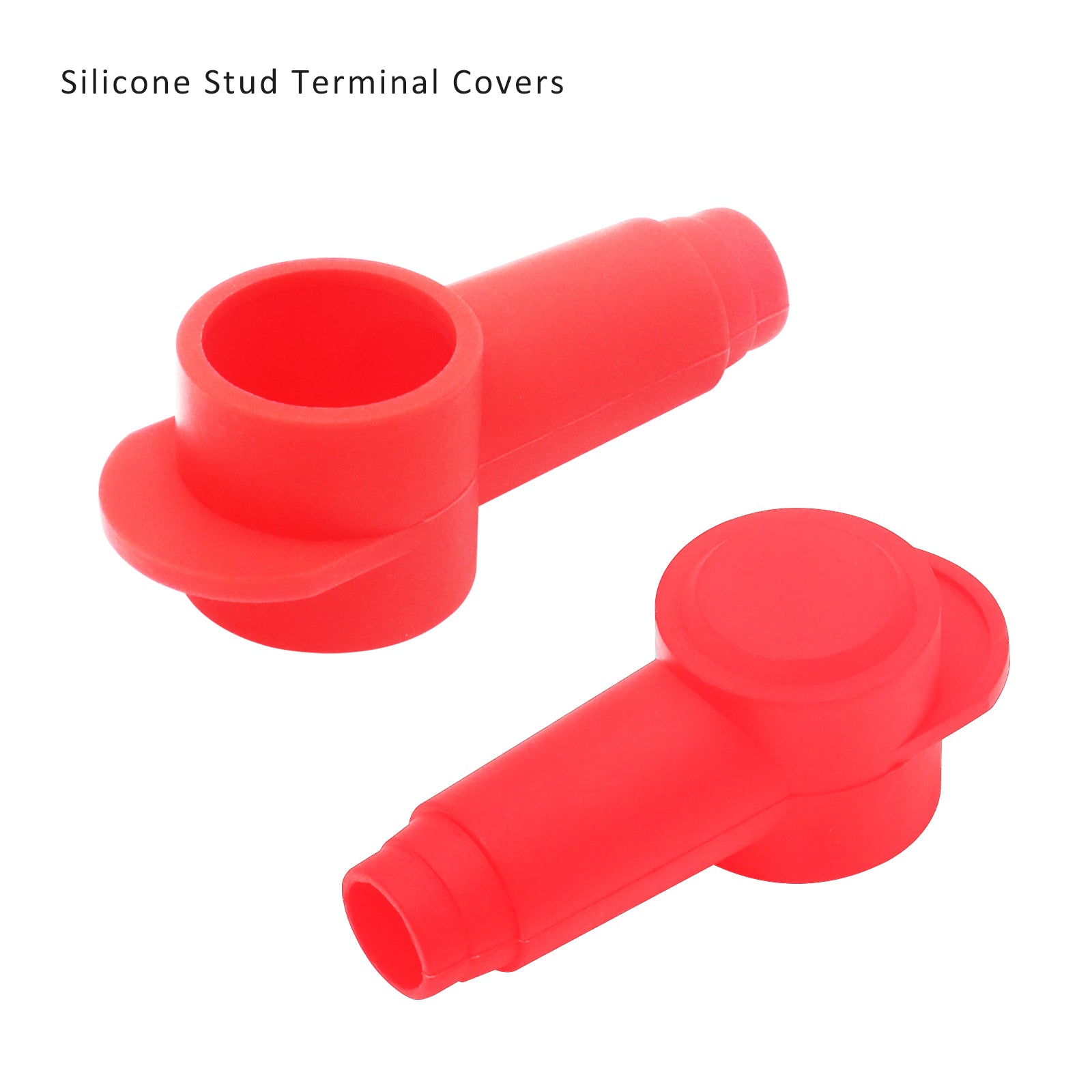 STC10-8R - 8 Pack Silicone Terminal Covers for Alternator Battery Stud and Power Junction Blocks, Fits 2awg to 1/0awg Wire, 8pcs Red