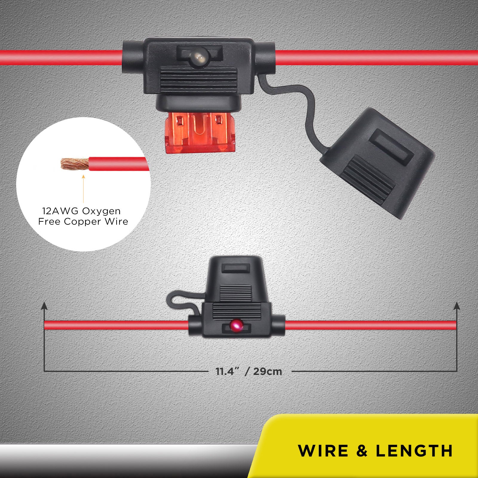 FHL12-5 - 5 Pack 12awg LED Indicator Atc/ato Inline Fuse Holder with 10pcs 10a & 15a Atc/ato Fuses