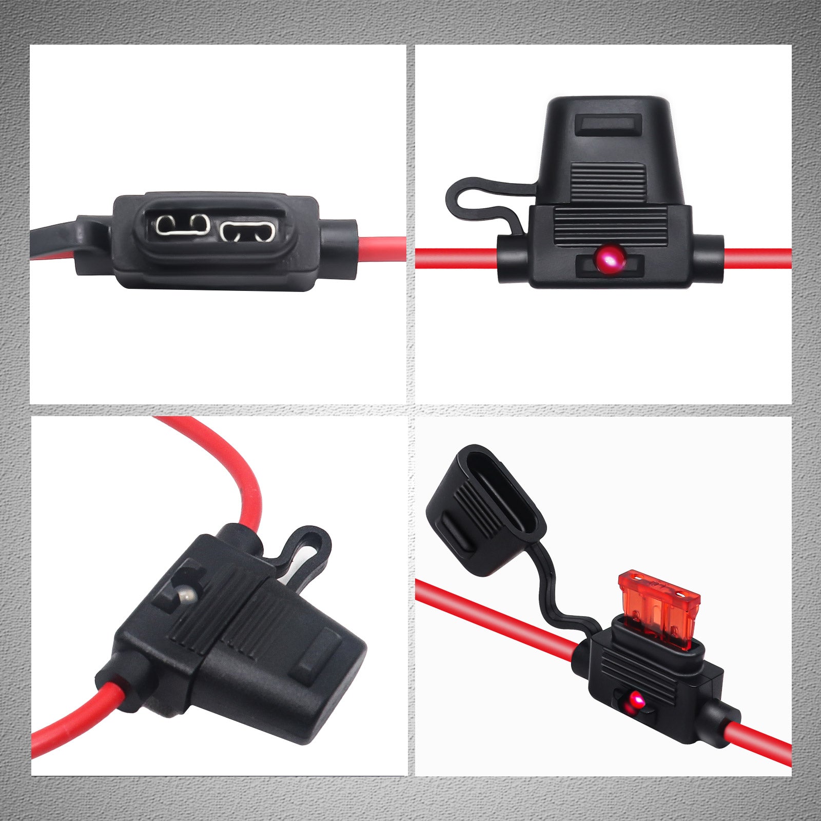 FHL12-5 - 5 Pack 12awg LED Indicator Atc/ato Inline Fuse Holder with 10pcs 10a & 15a Atc/ato Fuses