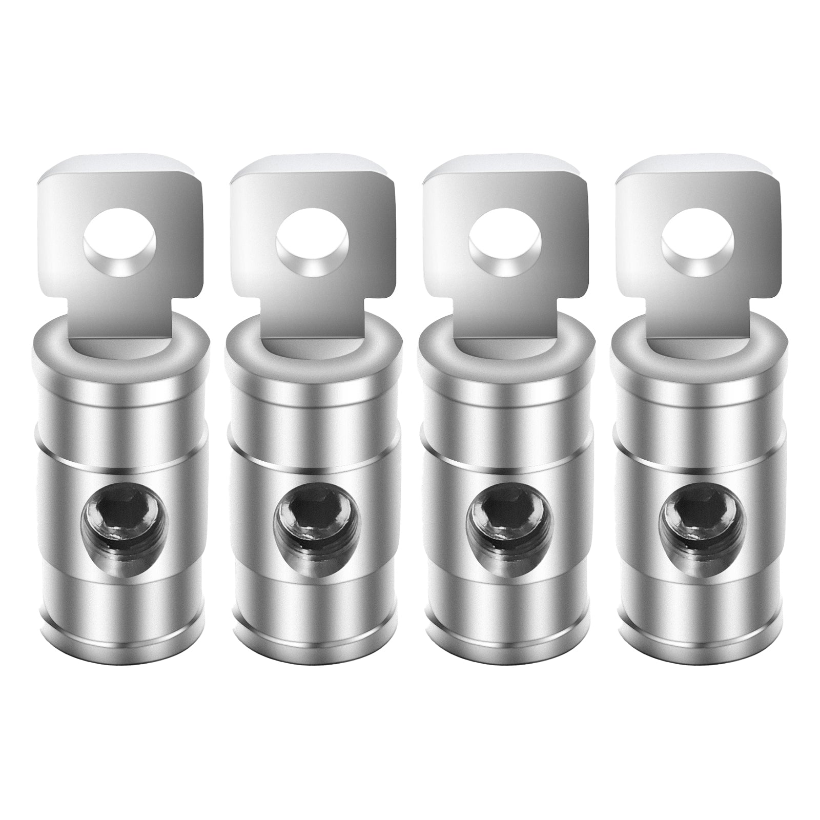 HR0Q - 1/0 Gauge Set Screw Brass Ring Terminals Battery Connectors with Red/black Silicon Covers