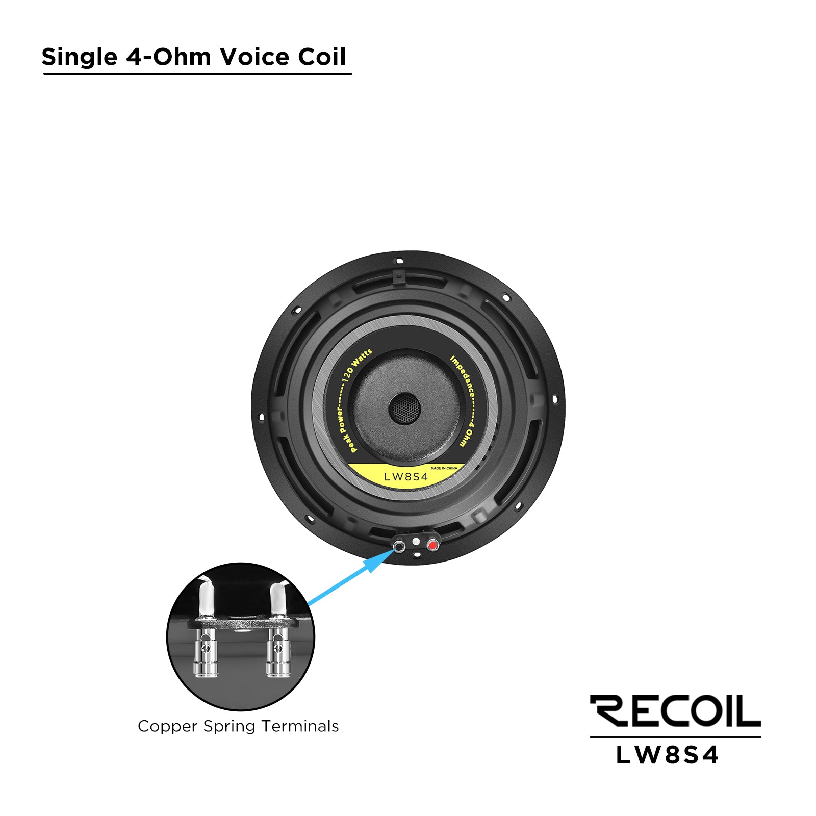LW8S4 - 8-inch Single 4-ohm Subwoofer
