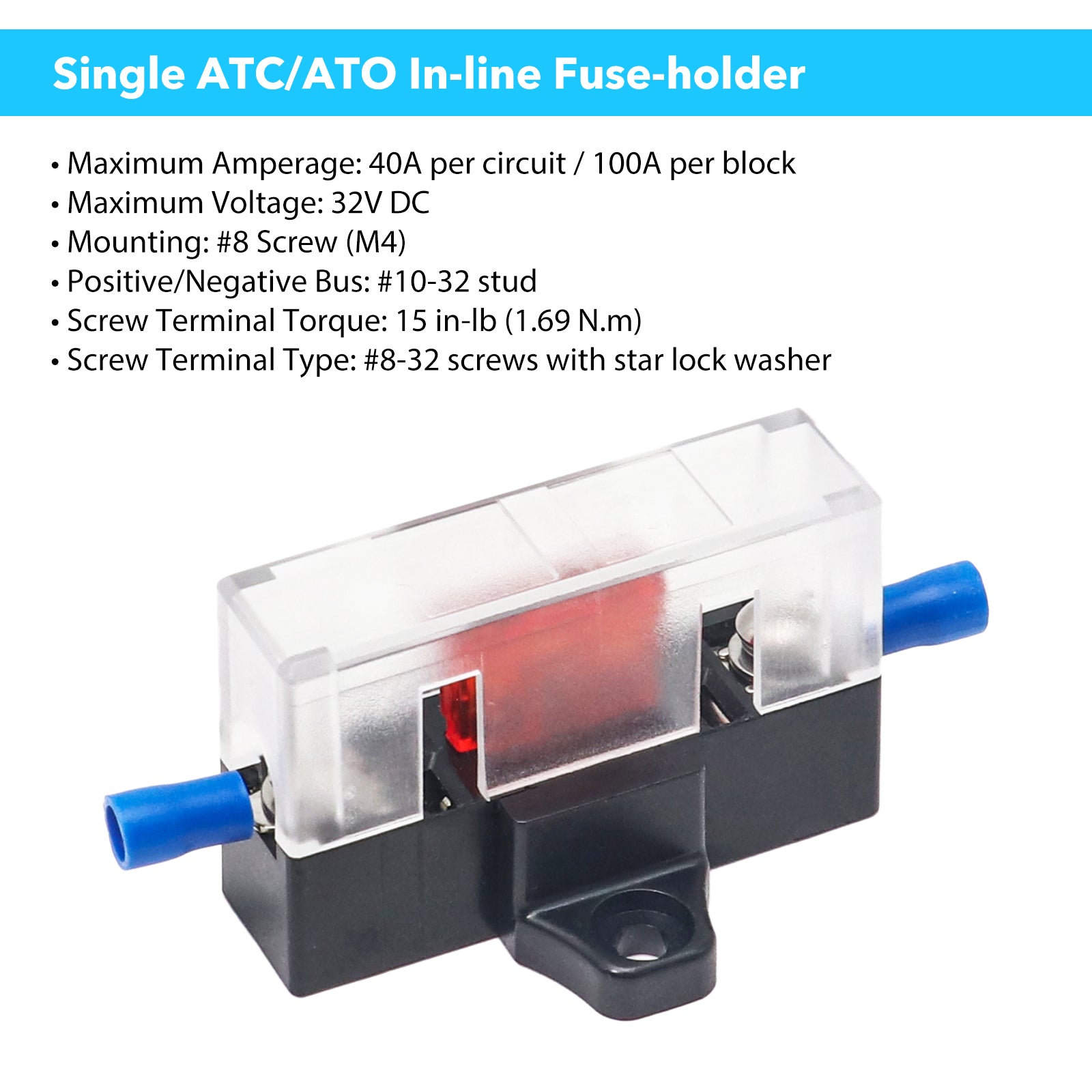 MOD-AK4 - 4 Pack Modular Expandable Atc/ato Inline Fuse Holders, Adding Circuits with Jumpers to Create Any Power and Ground Distribution Block, 5a and 10a Atc/ato Fuses, Decals and Spade Connectors Included