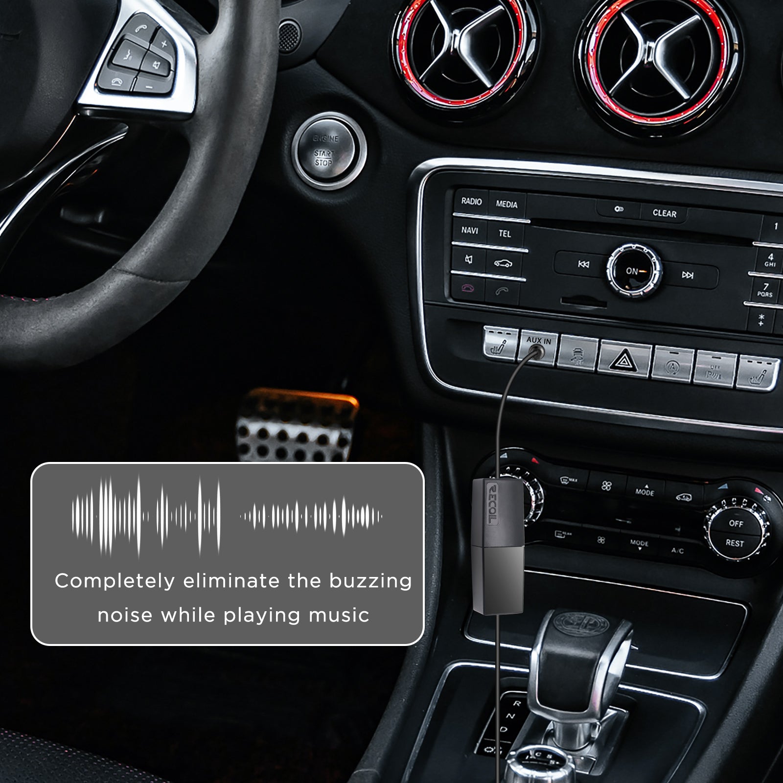 NF35 - Ground Loop Noise Isolator for Car Audio, Home, Pc Stereo System with 3.5mm Audio Cable, Eliminate Noise