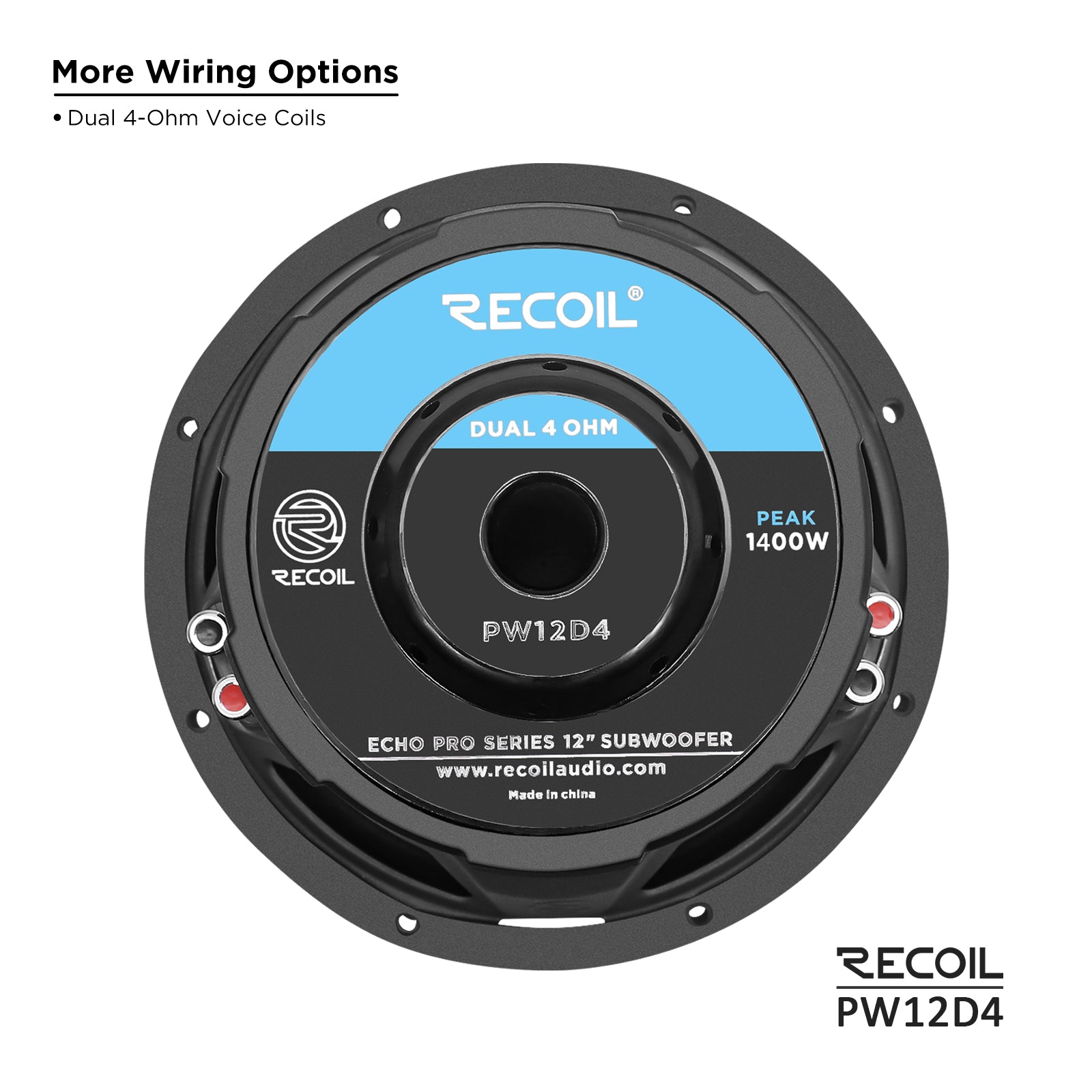 PW12D4 - Echo Pro 12 Inch Subwoofer - 1,400 Watts Power Dual 4 OHM