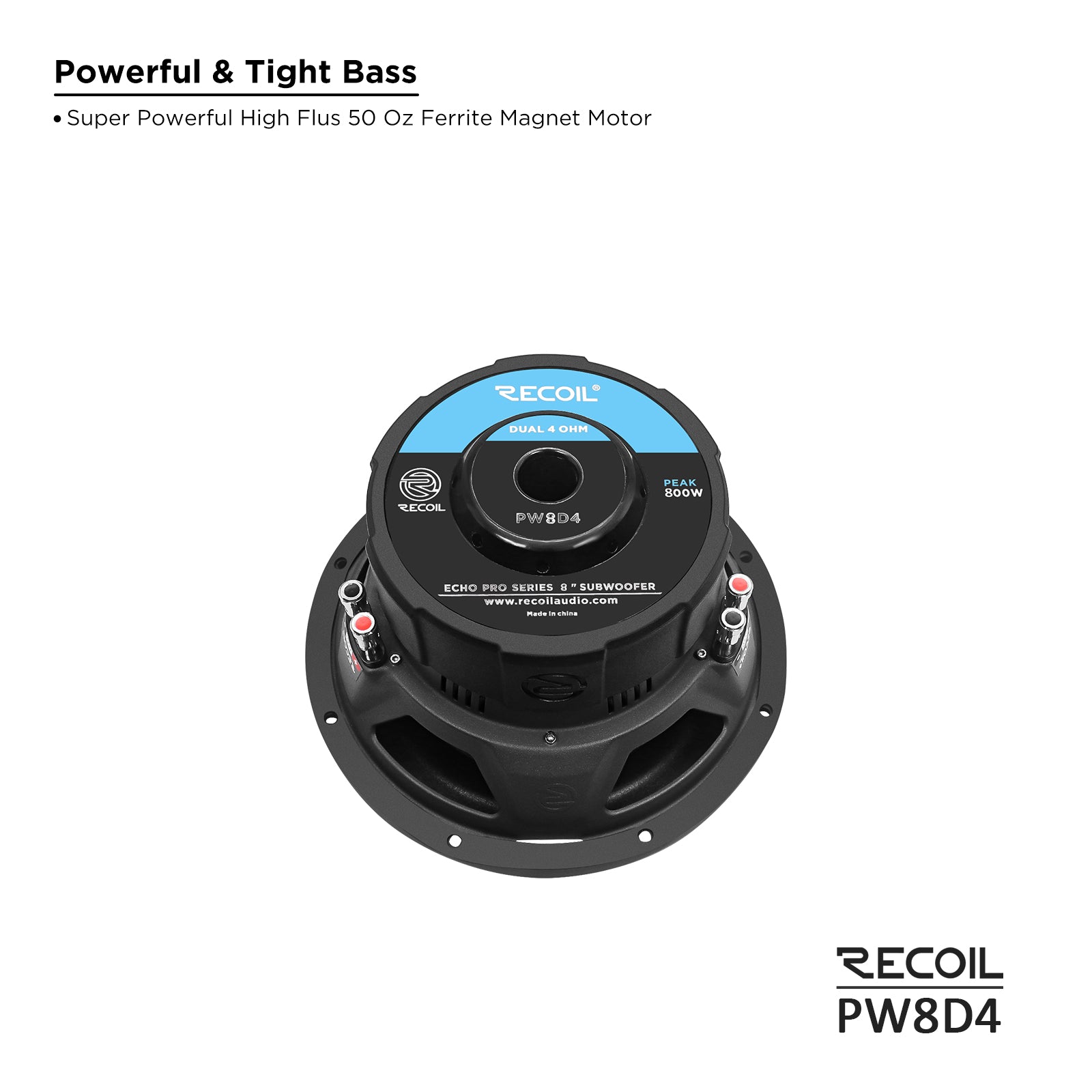 PW8D4 - Echo Pro 8 Inch Subwoofer - 800 Watts Power Dual 4 OHM