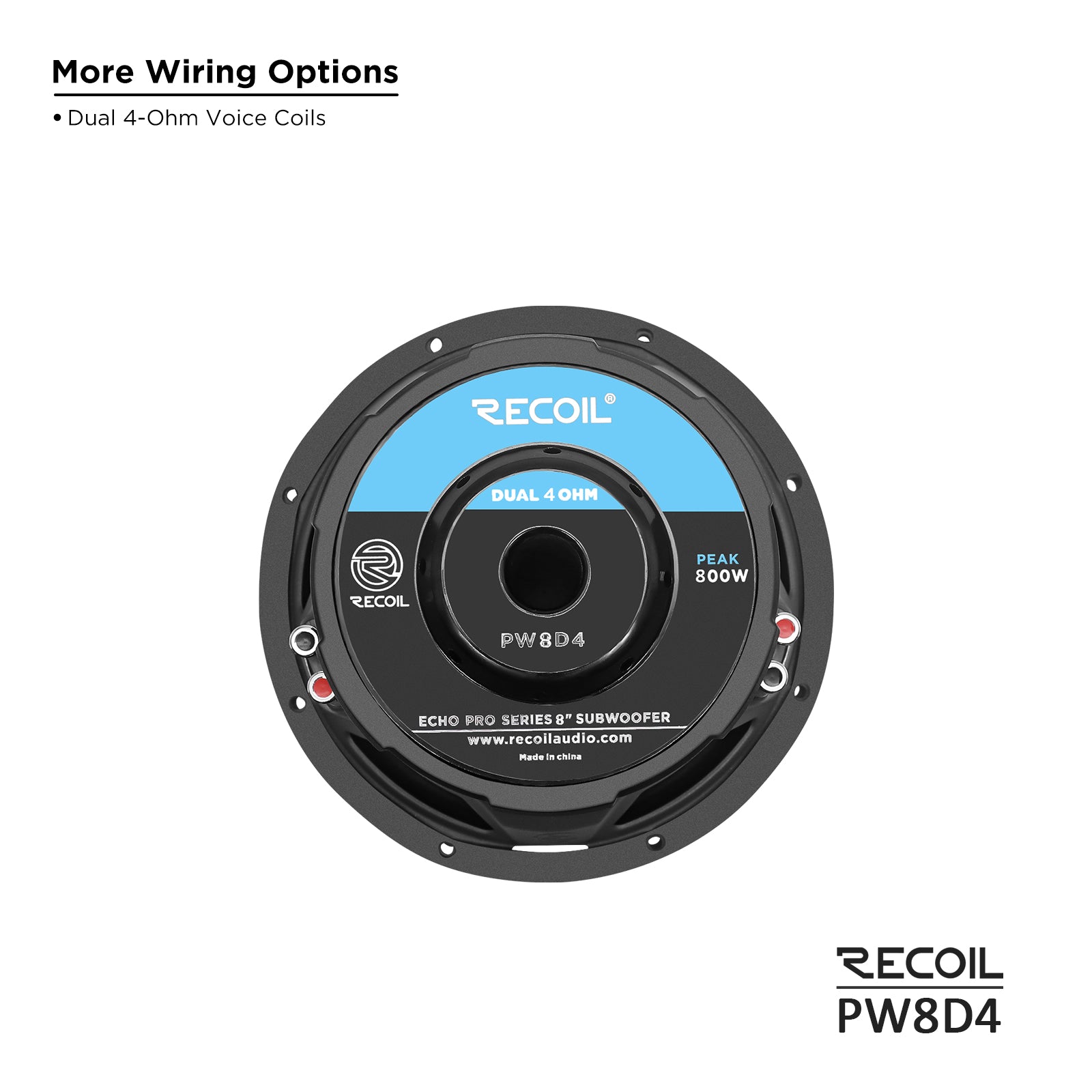 PW8D4 - Echo Pro 8 Inch Subwoofer - 800 Watts Power Dual 4 OHM
