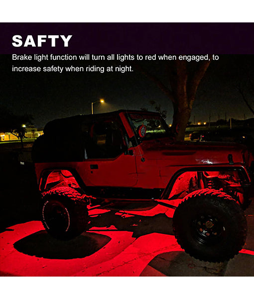 RLK4 - Waterproof Rgbw LED Rock Lights 4 Pods, Underglow Multicolor LED Light for Car Truck ATV UTV Suv Off-road Boat, Bluetooth App and Rf Remote Controller, Music Mode