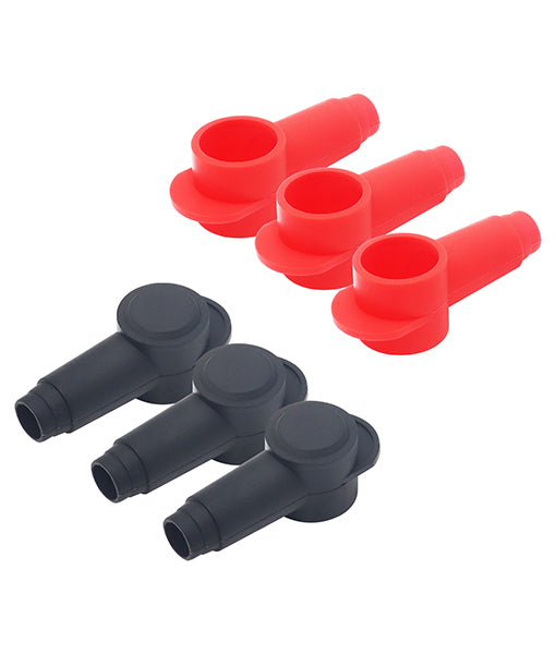STC20-6 - Silicone Terminal Covers for Alternator Battery Stud and Power Junction Blocks, Fits 2-2/0awg Wire, 3 Red and 3 Black Pairs (6 Pack)