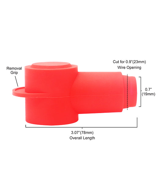 STC40-4 - Silicone Terminal Covers for Alternator Battery Stud and Power Junction Blocks Fits 2/0-4/0 AWG Wire 2 Red and 2 Black Pairs (4 Pack)