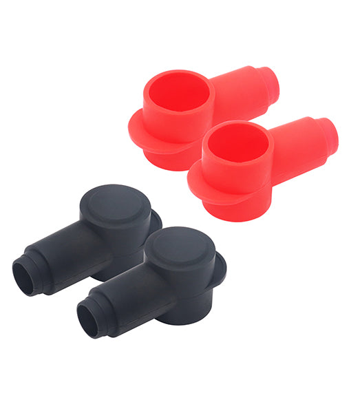 STC40-4 - Silicone Terminal Covers for Alternator Battery Stud and Power Junction Blocks Fits 2/0-4/0 AWG Wire 2 Red and 2 Black Pairs (4 Pack)