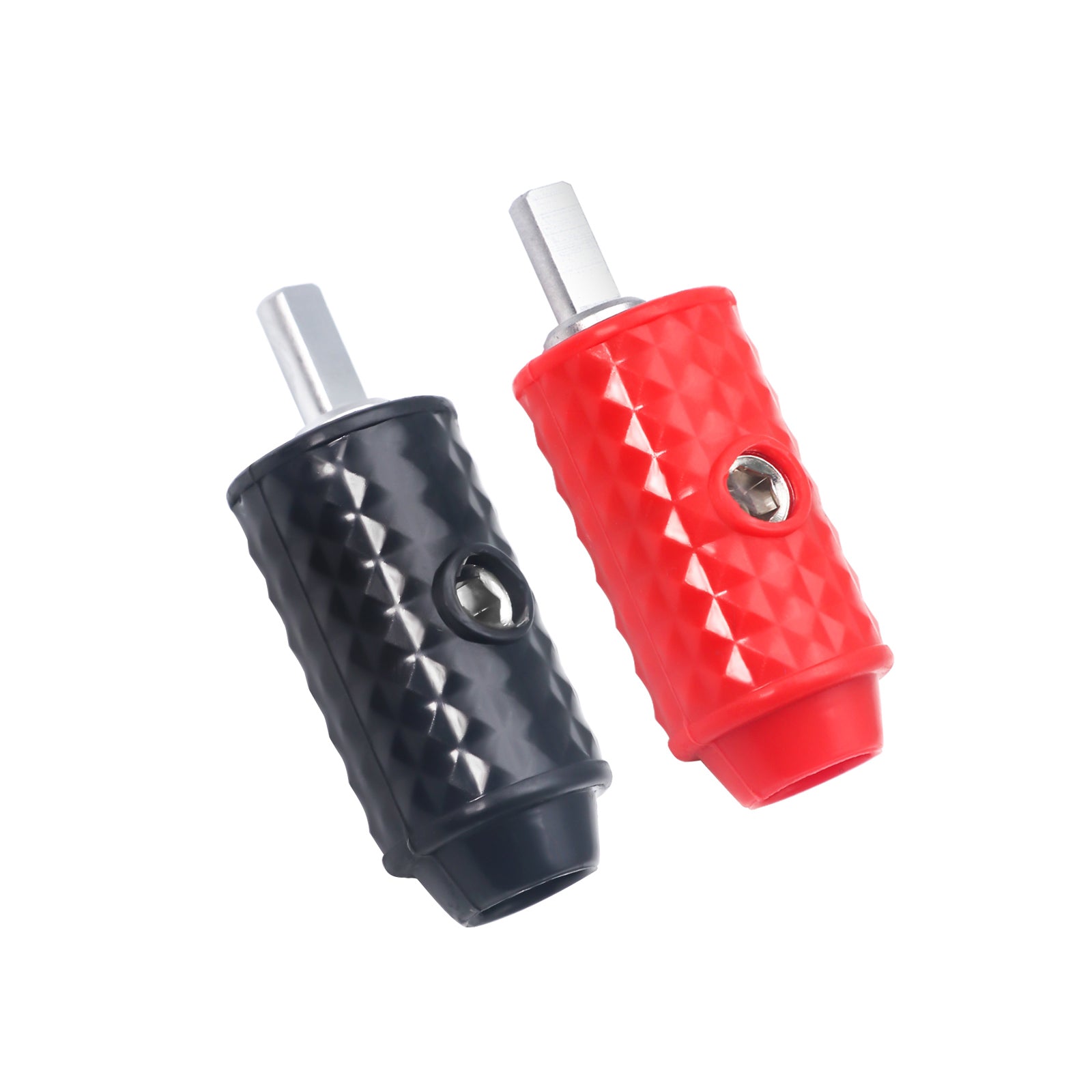 WR48Q - Two Pairs Amplifier Power/ground Input Wire Gauge Reducer Brass 4 Gauge to 8 Gauge with Red/black Silicon Covers, Marine-grade Satin Chrome Finish