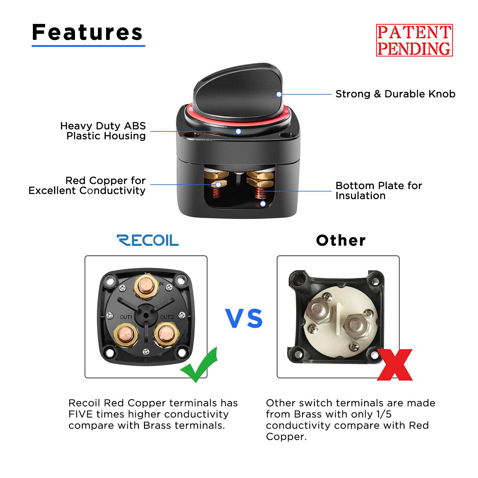 BS3L - Battery Switch BS3L, 250A DC 12V-48V On-Off 3-Position