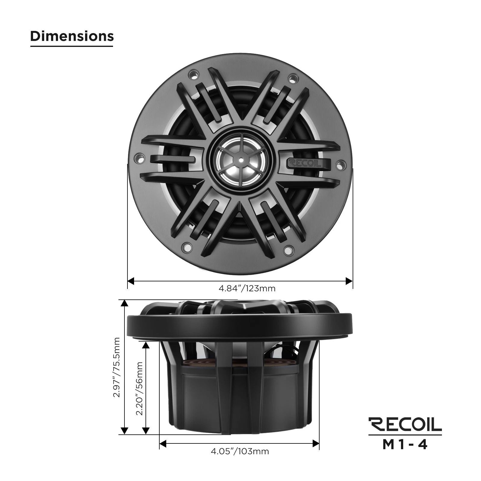 M1-4 4" Marine & Powersports Coaxial Speakers with RGB LED Lighting | 160W Max | Pair